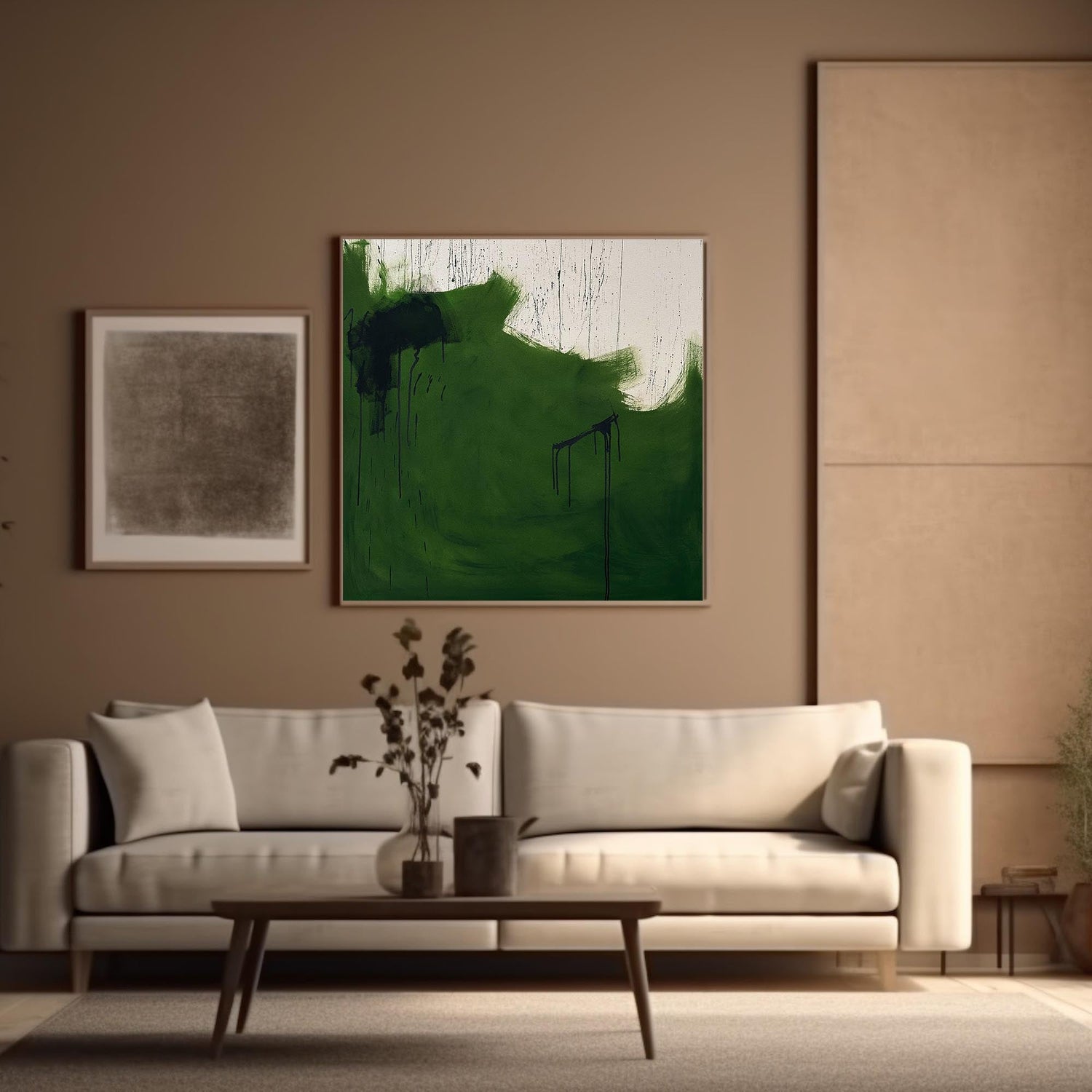 Green wall art in interior design