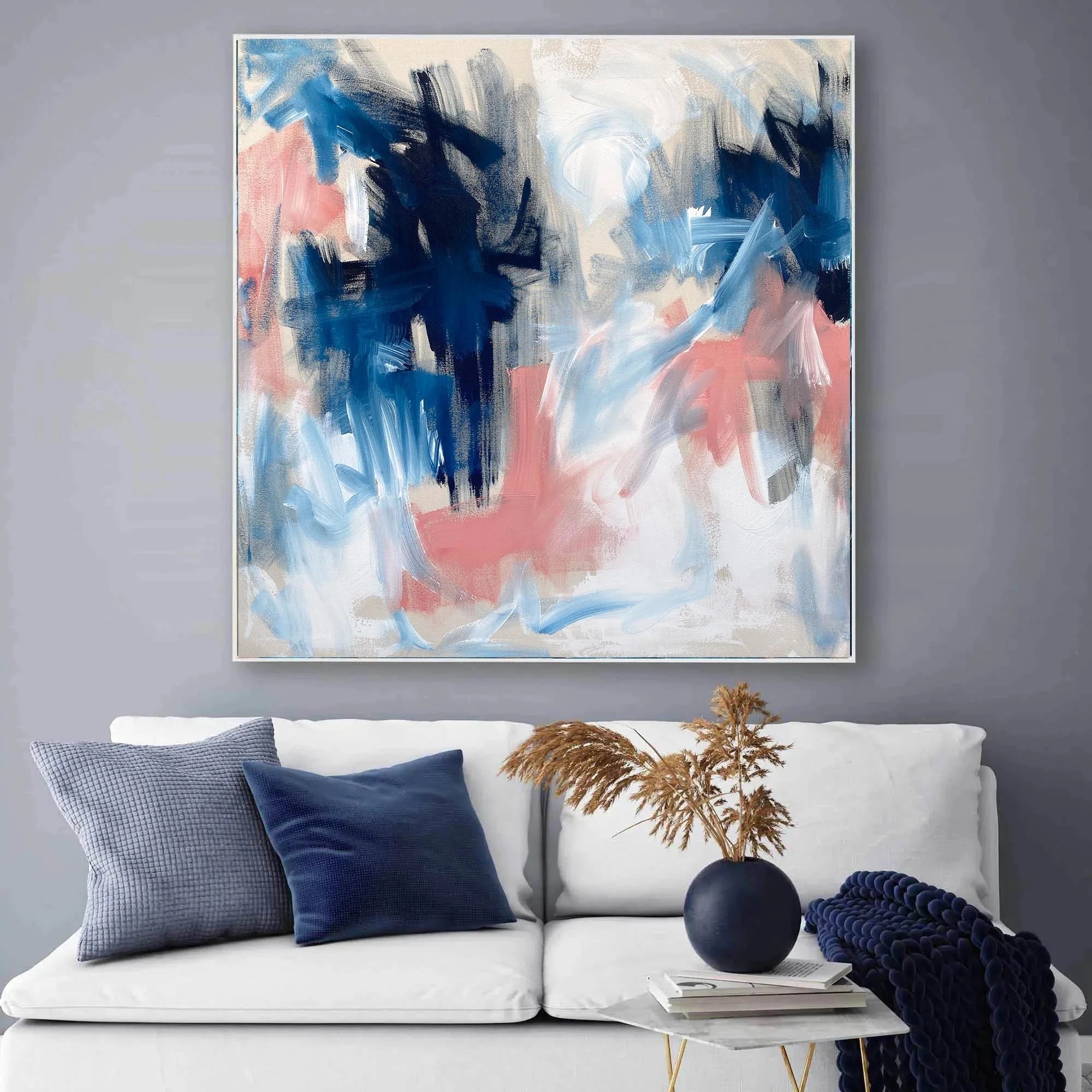 Abstract Afternoon Hand-Painted Canvas Artwork Oil Painting 50 x 50 - Framed