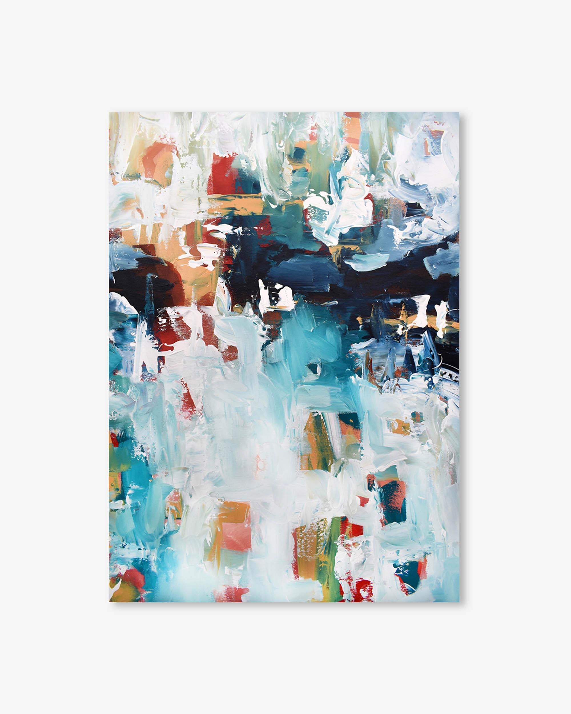 Abstract art print with a colorful abstract design on a white background