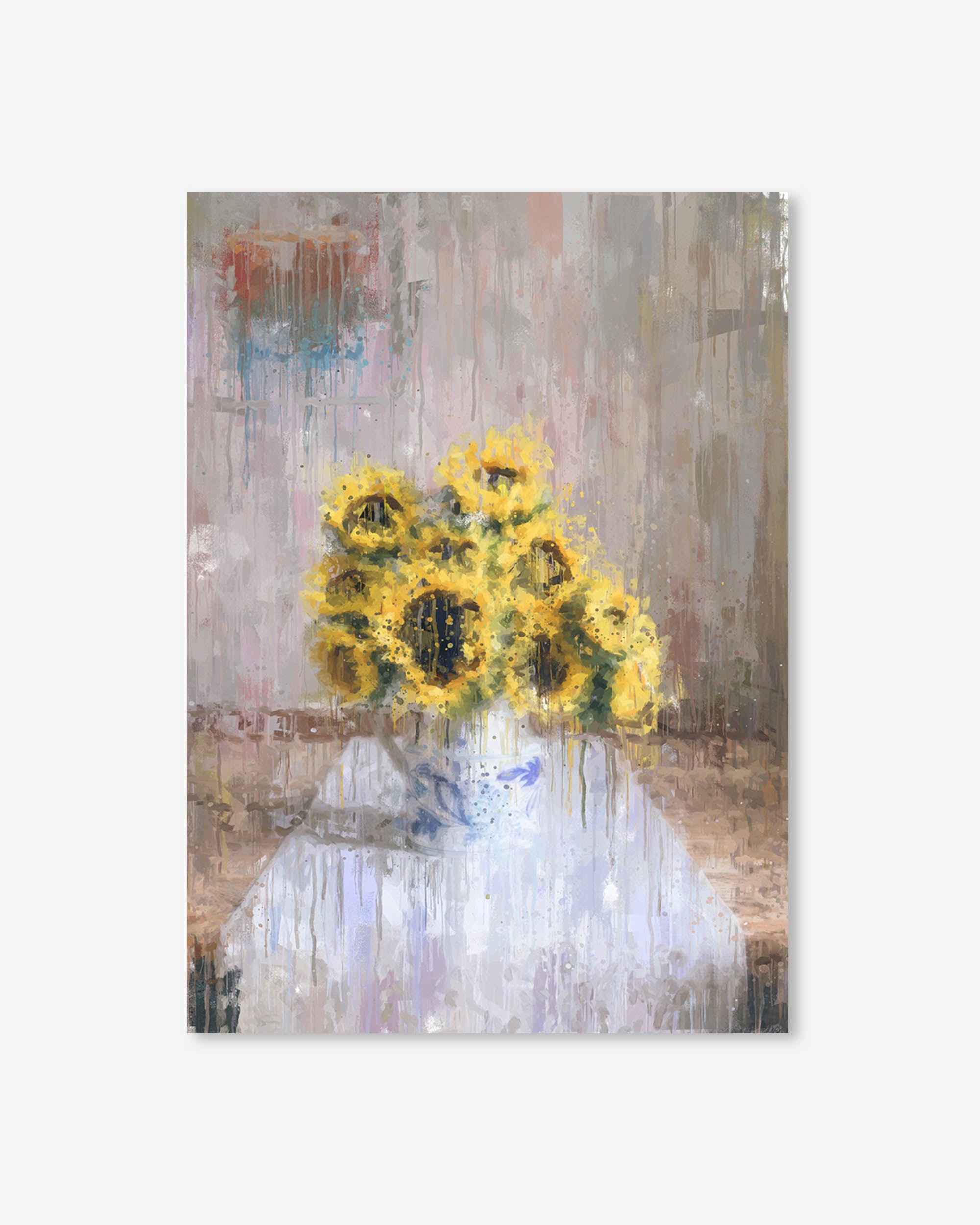 Impressionist Sunflowers In A Vase Art Print