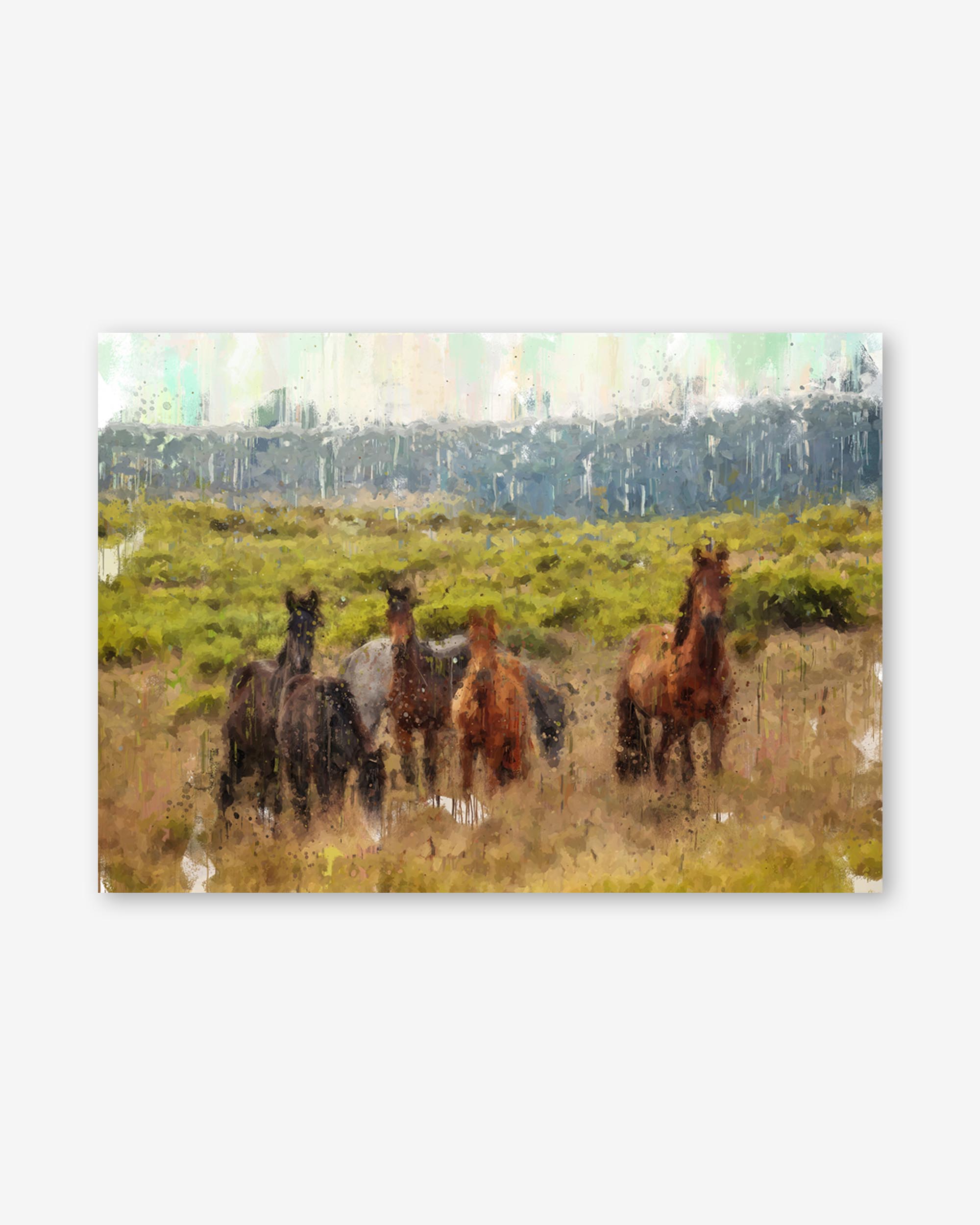 Impressionist Horses In A Field Art Print