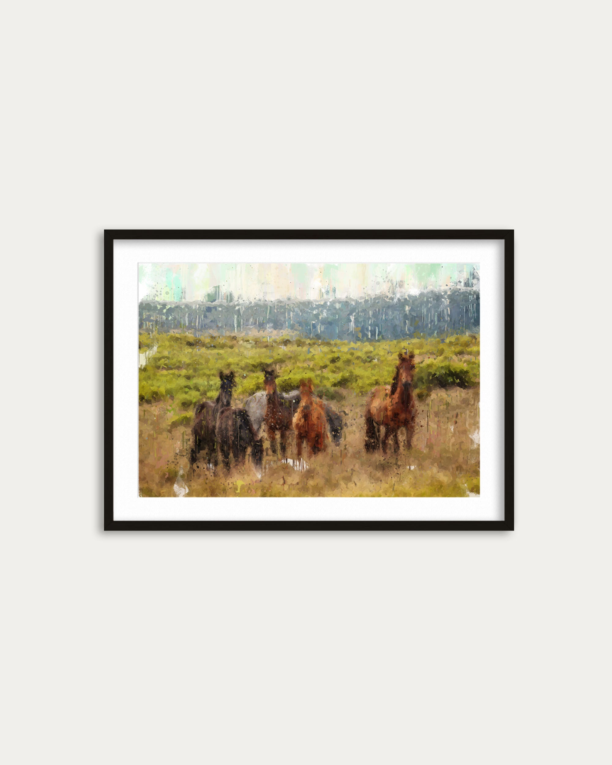 Impressionist Horses In A Field Art Print