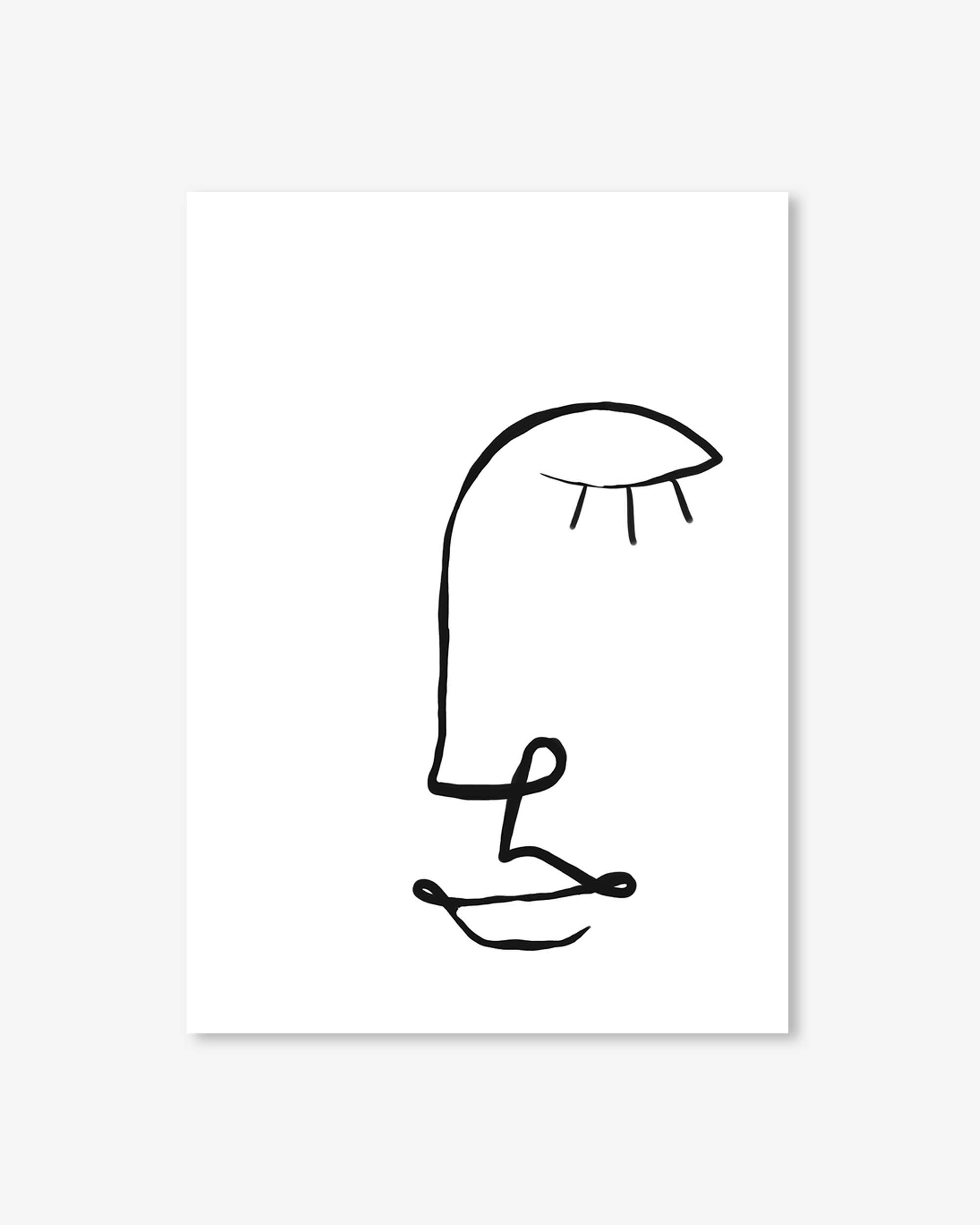 Face Line Drawing Art Print