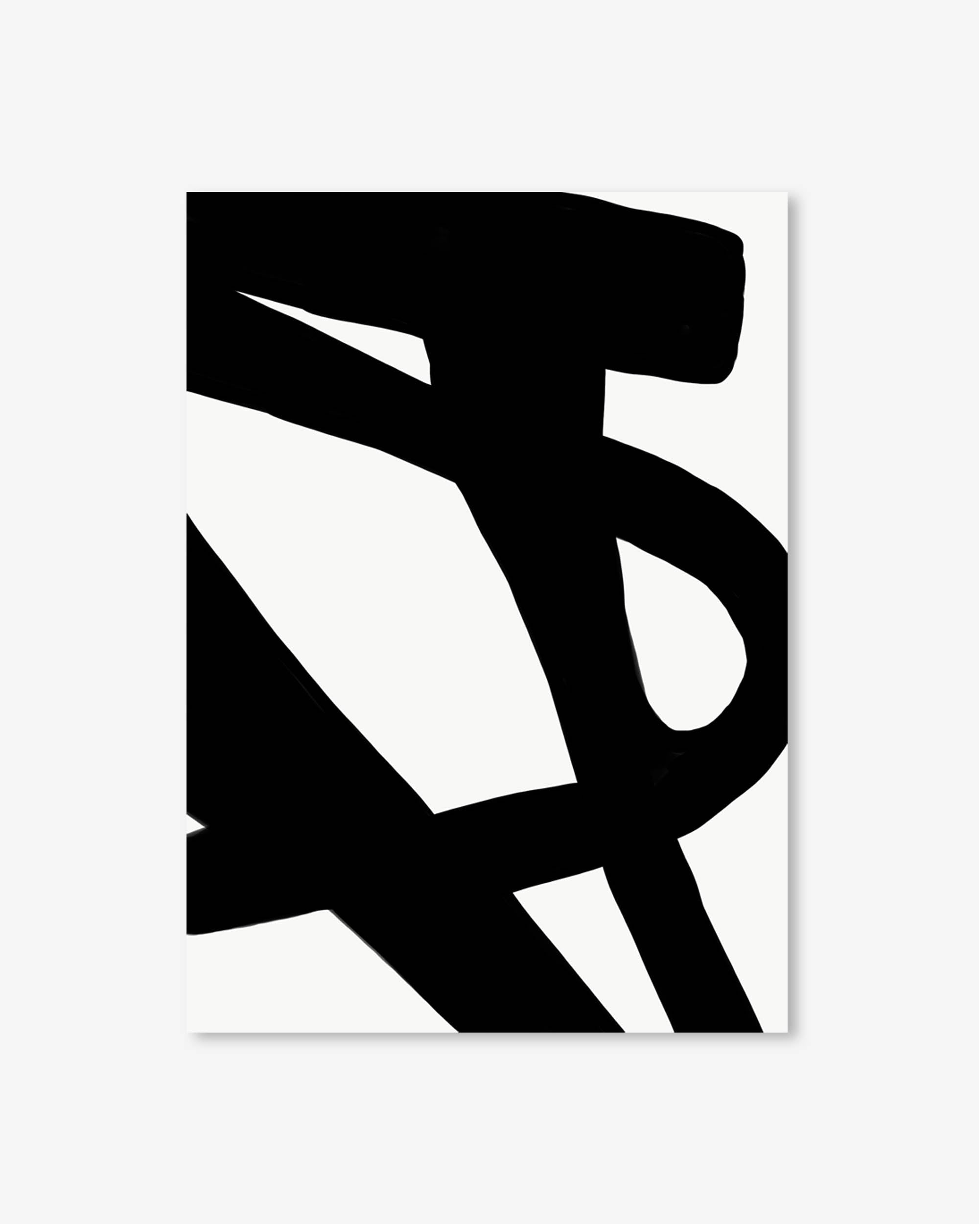 Black Line Art Abstract Art Print