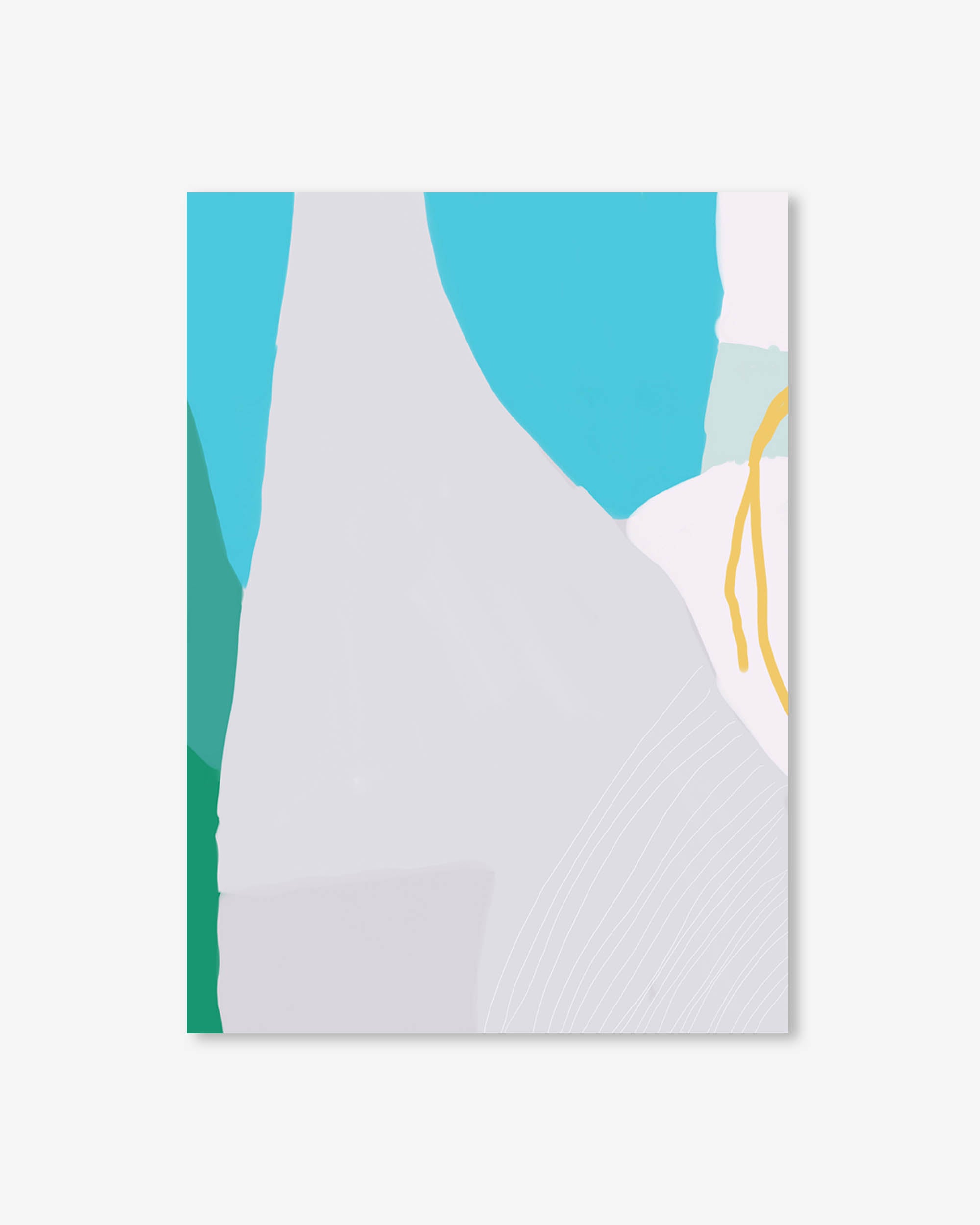 Blue Grey Abstract Linocut Art Print