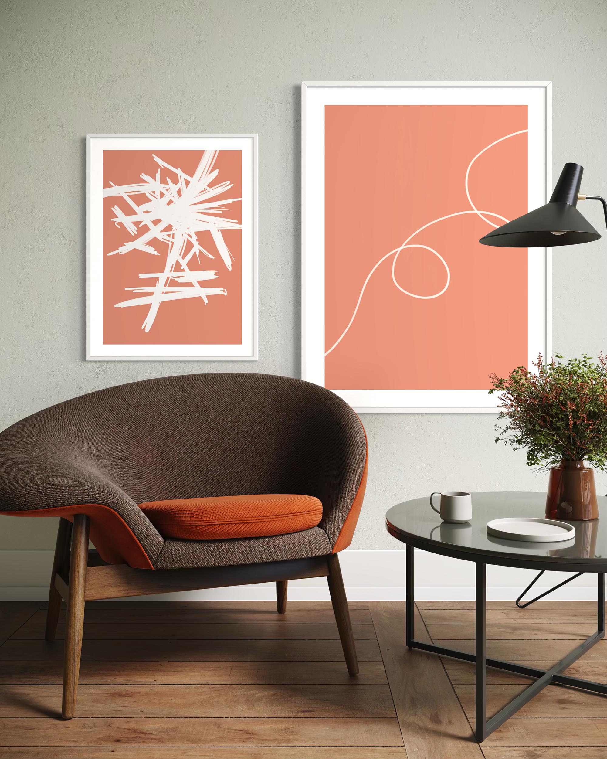 Line On Orange Art Print