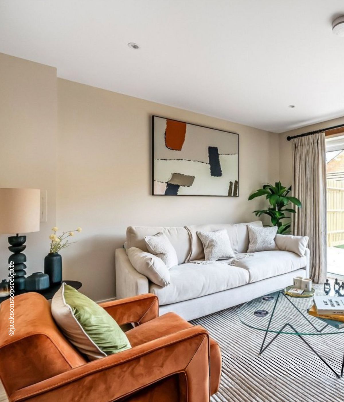 large canvas wall art above sofa in modern living room