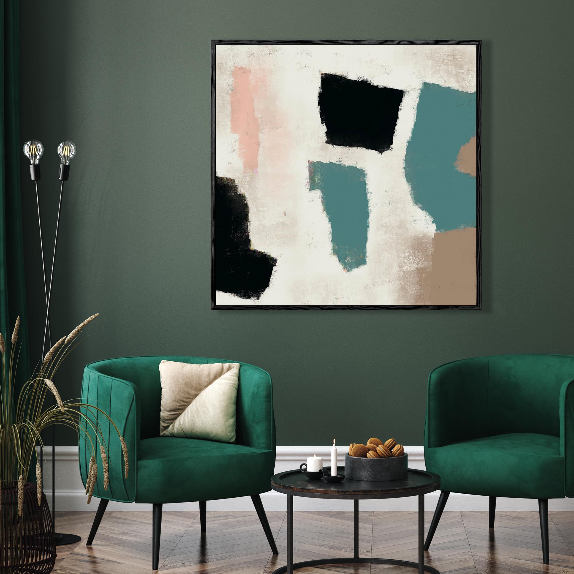 Colorful Abstract Shapes Canvas Print, Modern, Wall Art, Square, Framed, Canvas Stretch, Gallery Wrap, Floating Frame, cheapest Ready-to-Hang