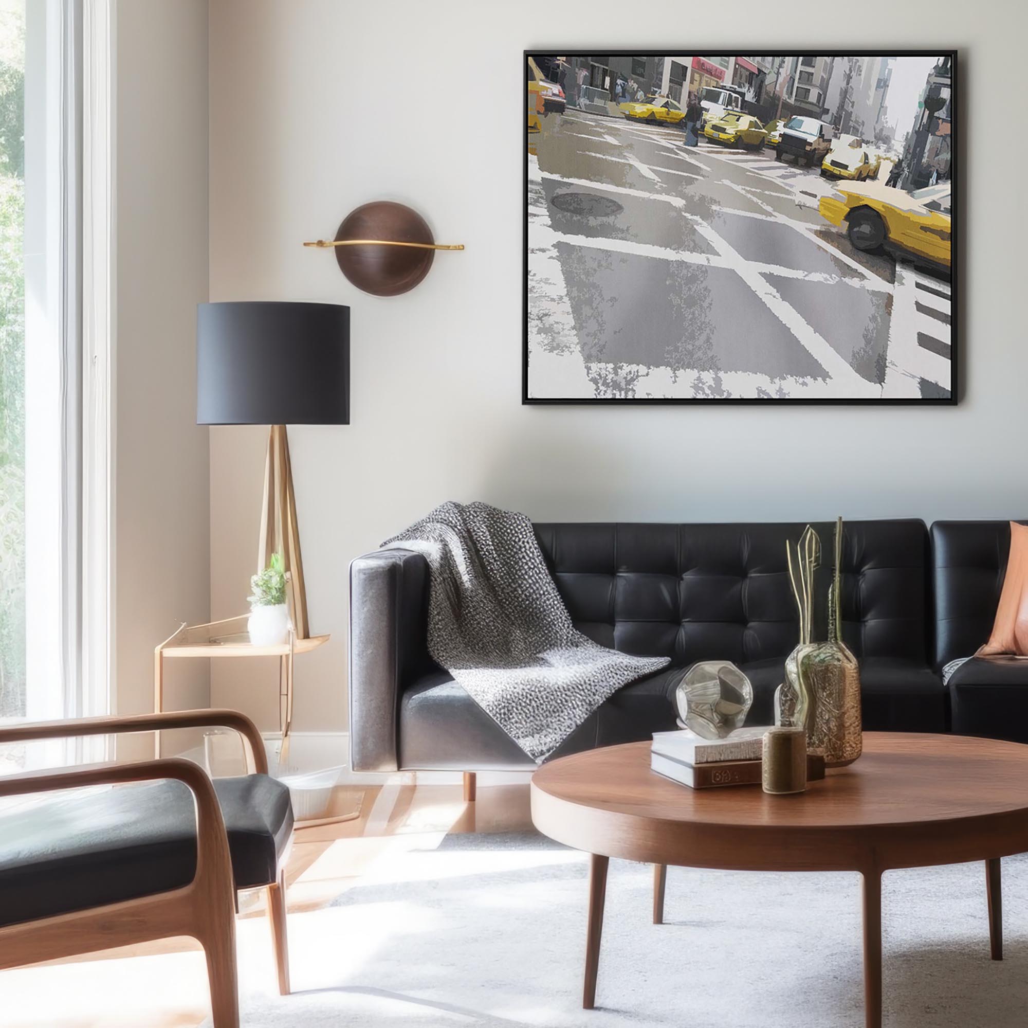 New York Crossroads Framed Canvas-Abstract House