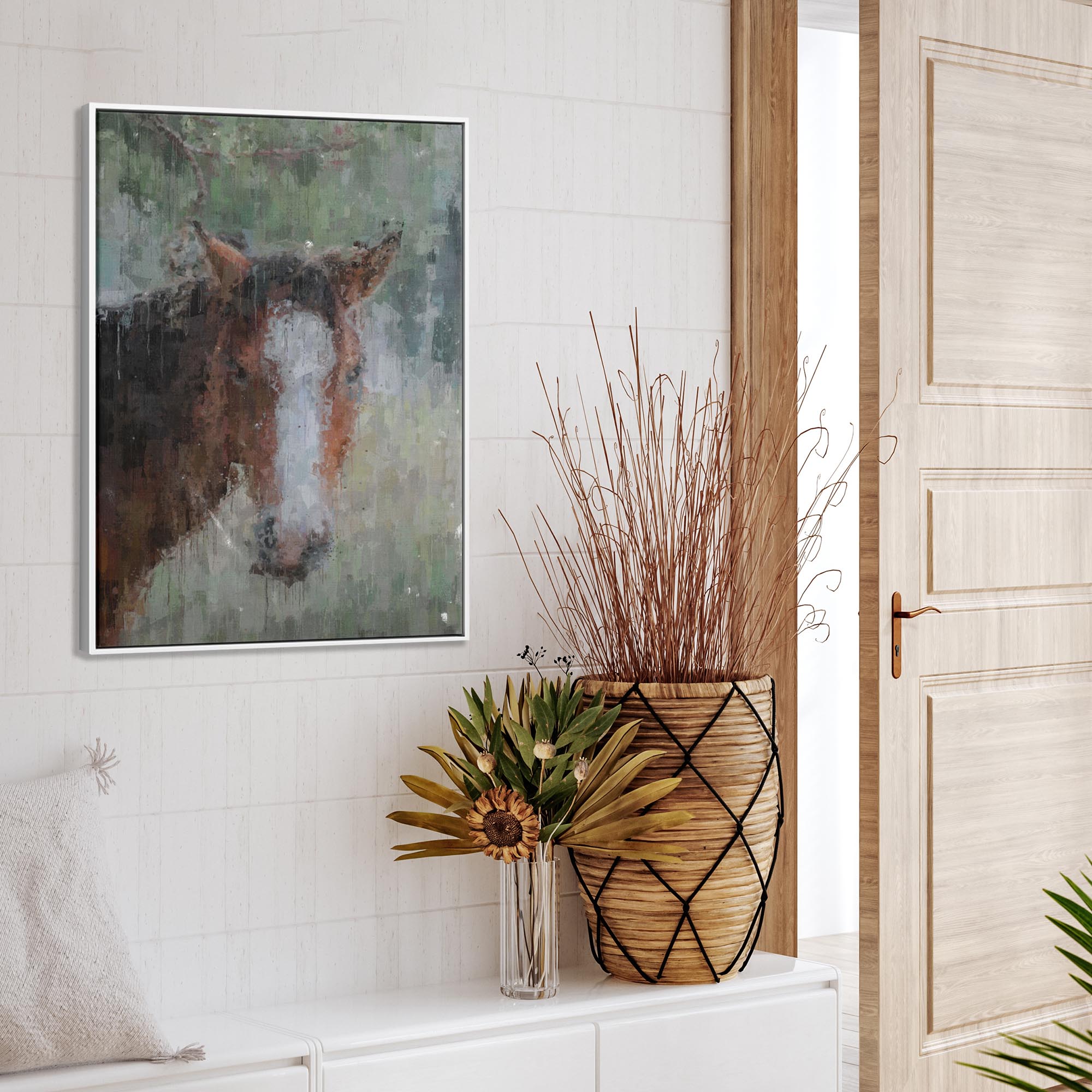 Horse Portrait Painting Framed Canvas-Abstract House