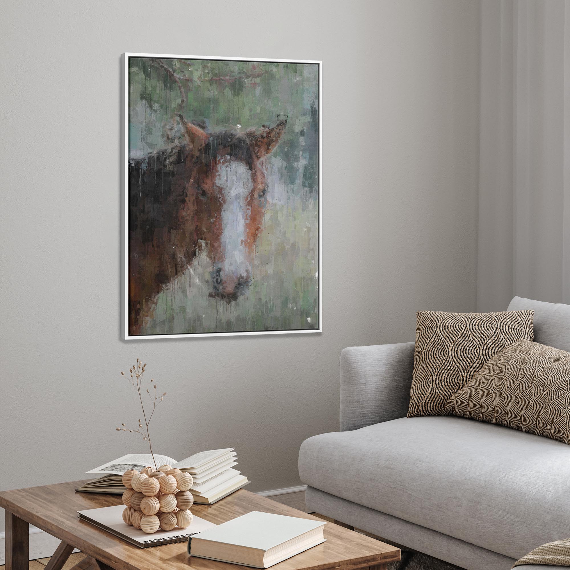 Horse Portrait Painting Framed Canvas-Abstract House