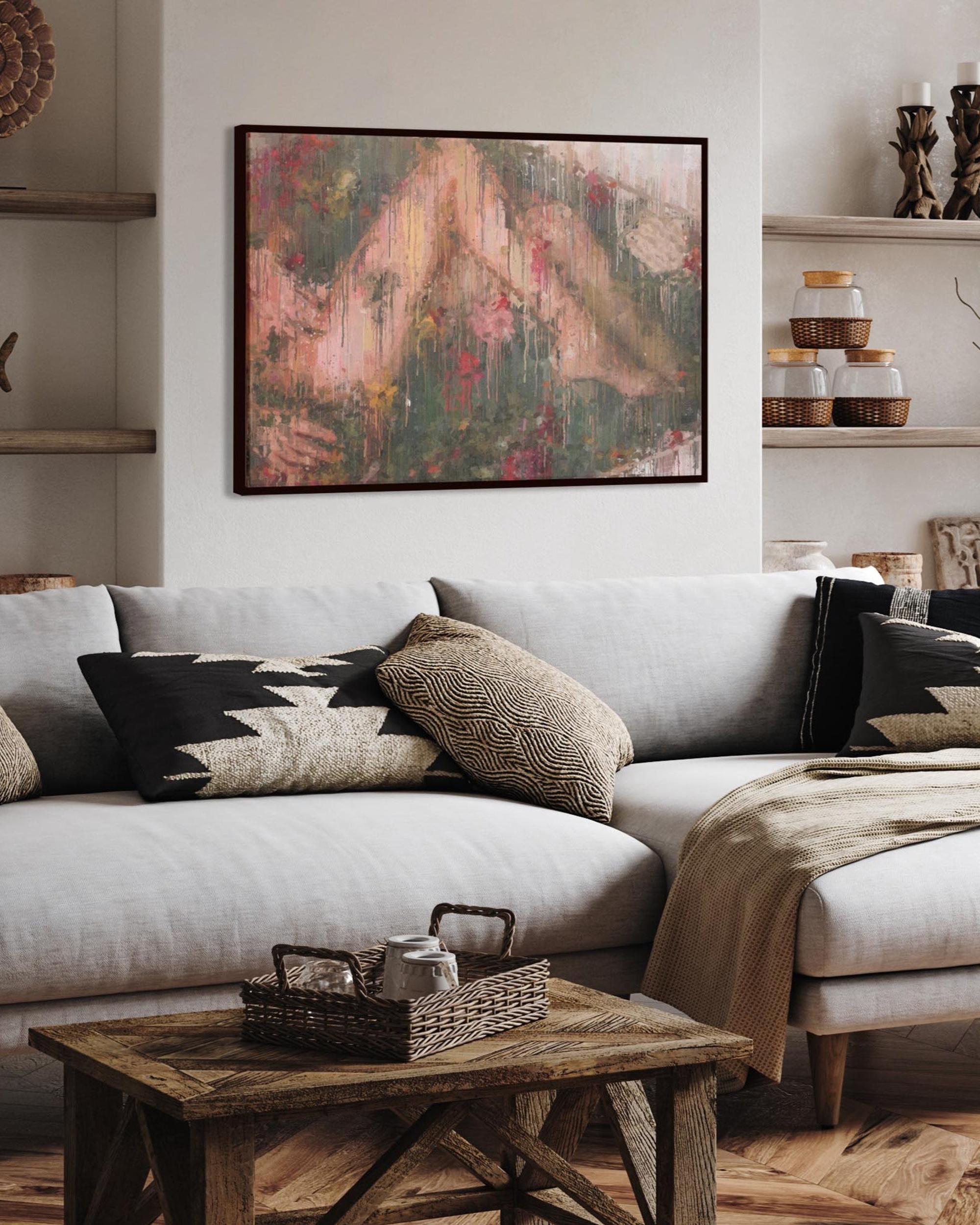 Nude Fine Art Impressionist Painting Framed Canvas-Abstract House