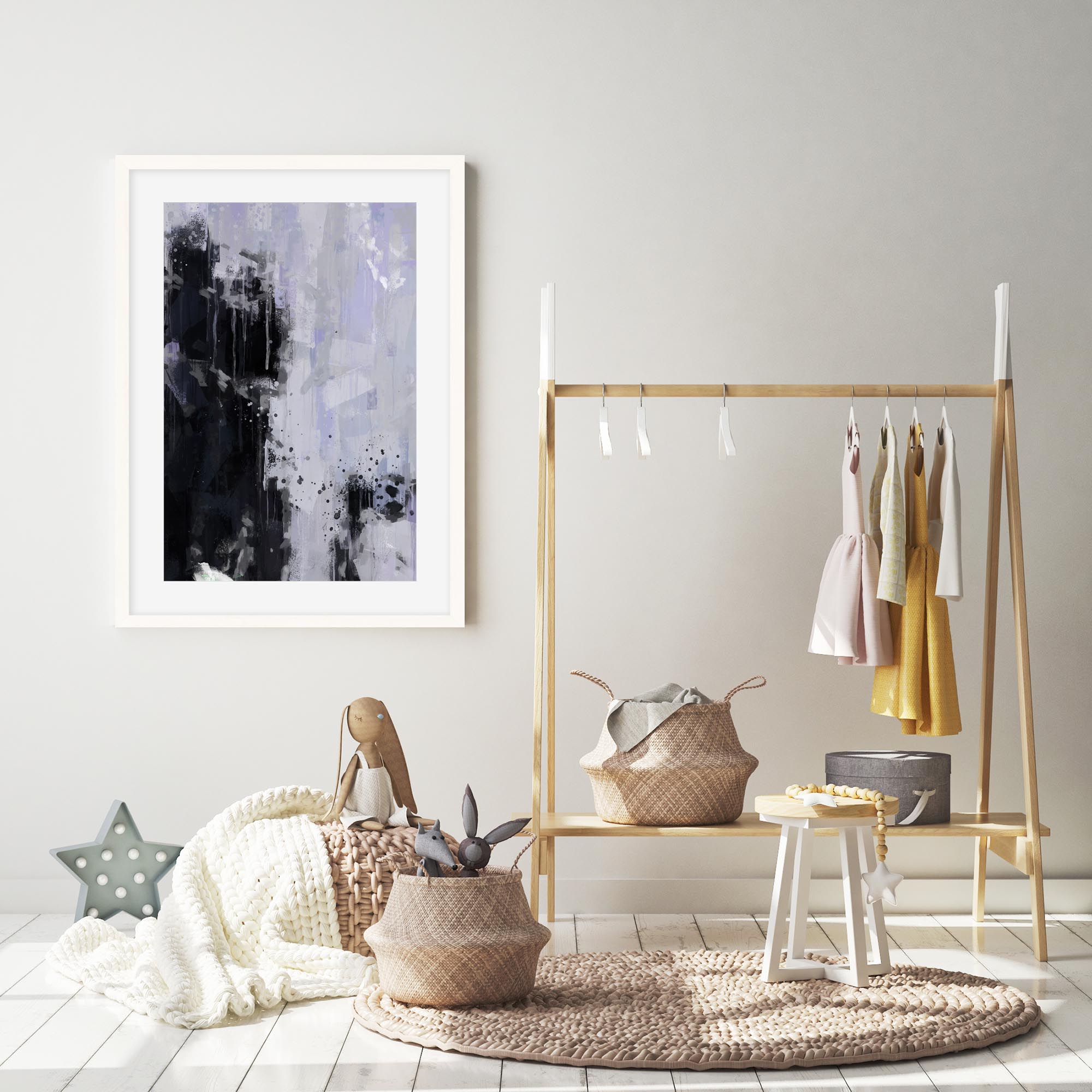 Black Abstract Shape Framed Art-Abstract House