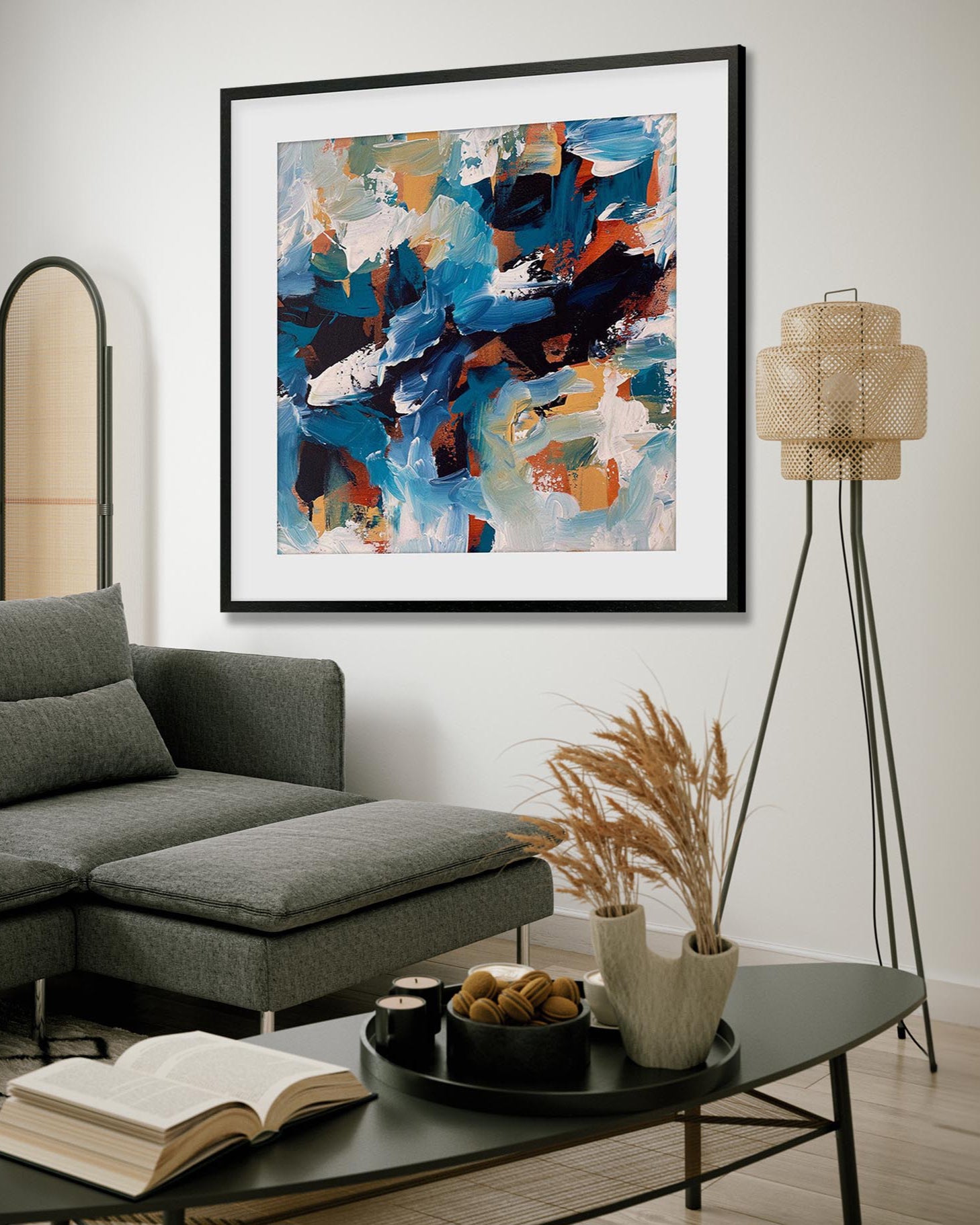 Blue Coastline Abstract Framed Art-Abstract House