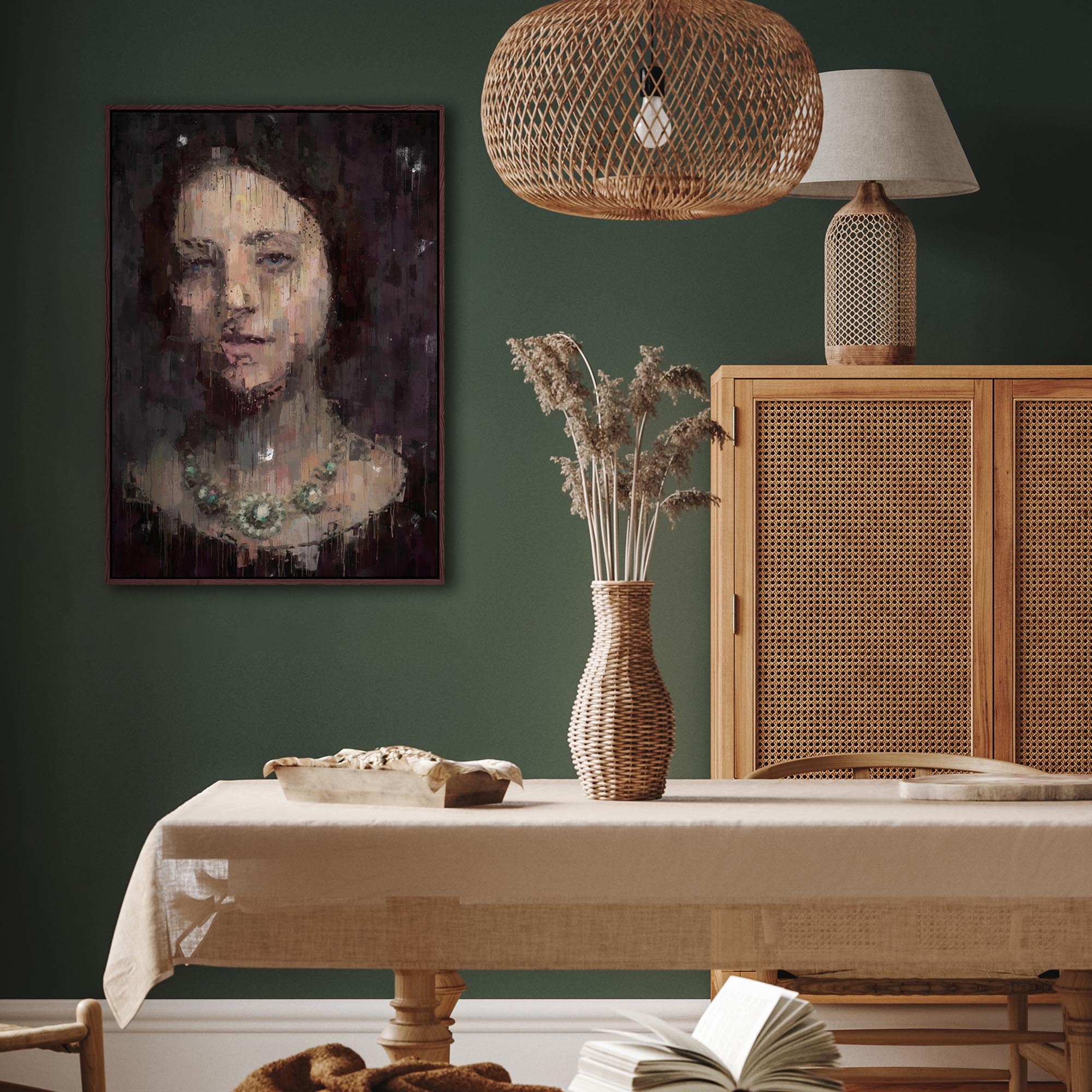 Woman Portrait Fine Art Painting Framed Canvas-Abstract House