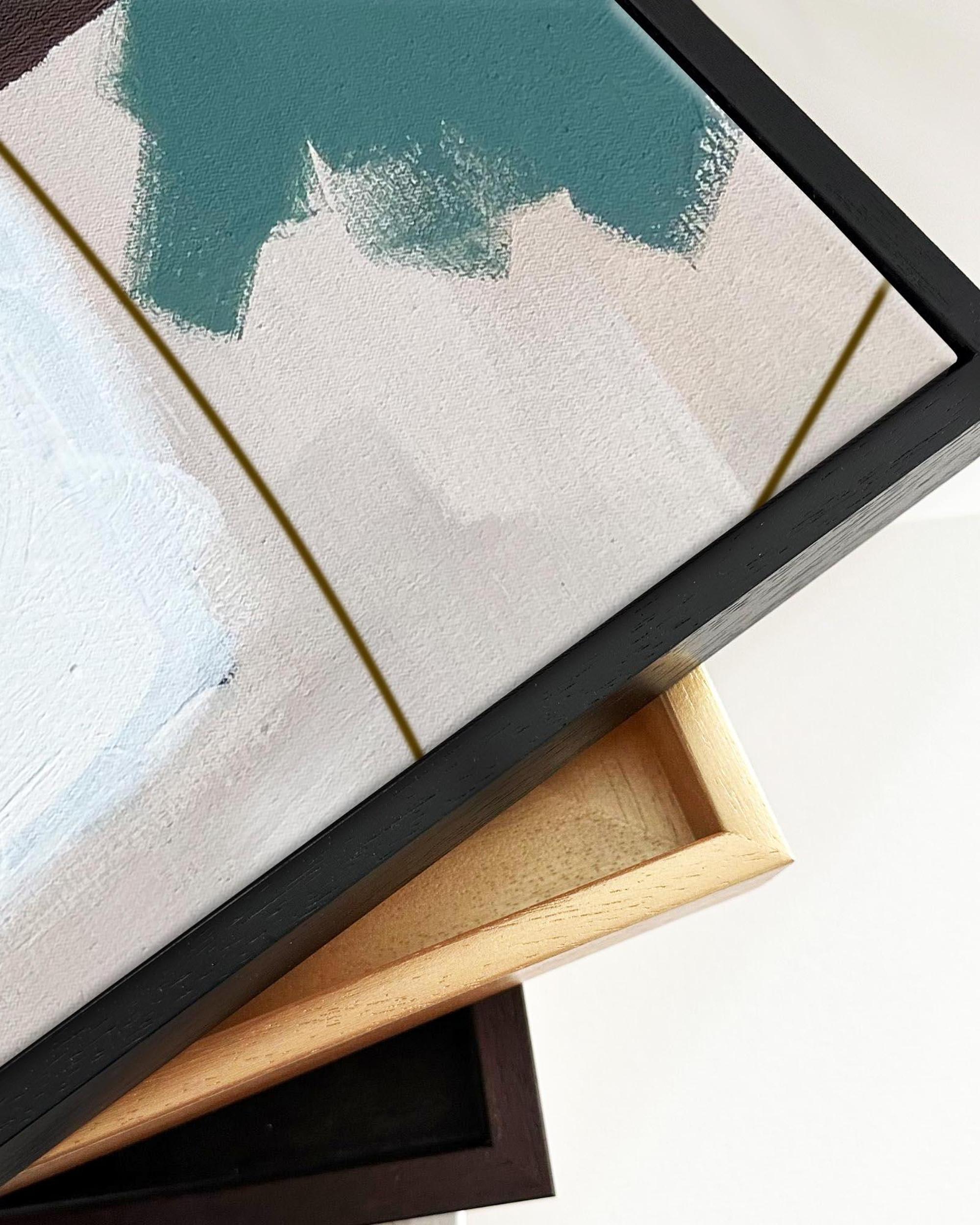 Abstract Gold Shapes Framed Canvas-Abstract House