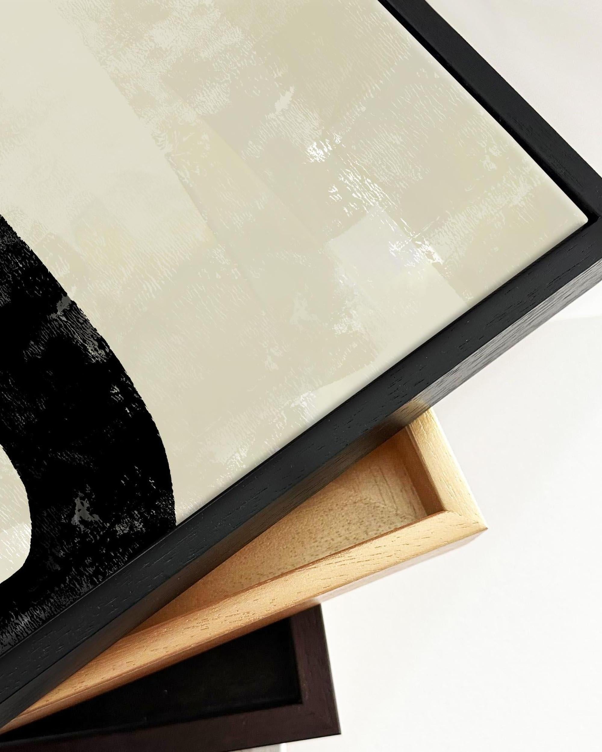 Neutral Curved Abstract Lines Framed Canvas-Abstract House