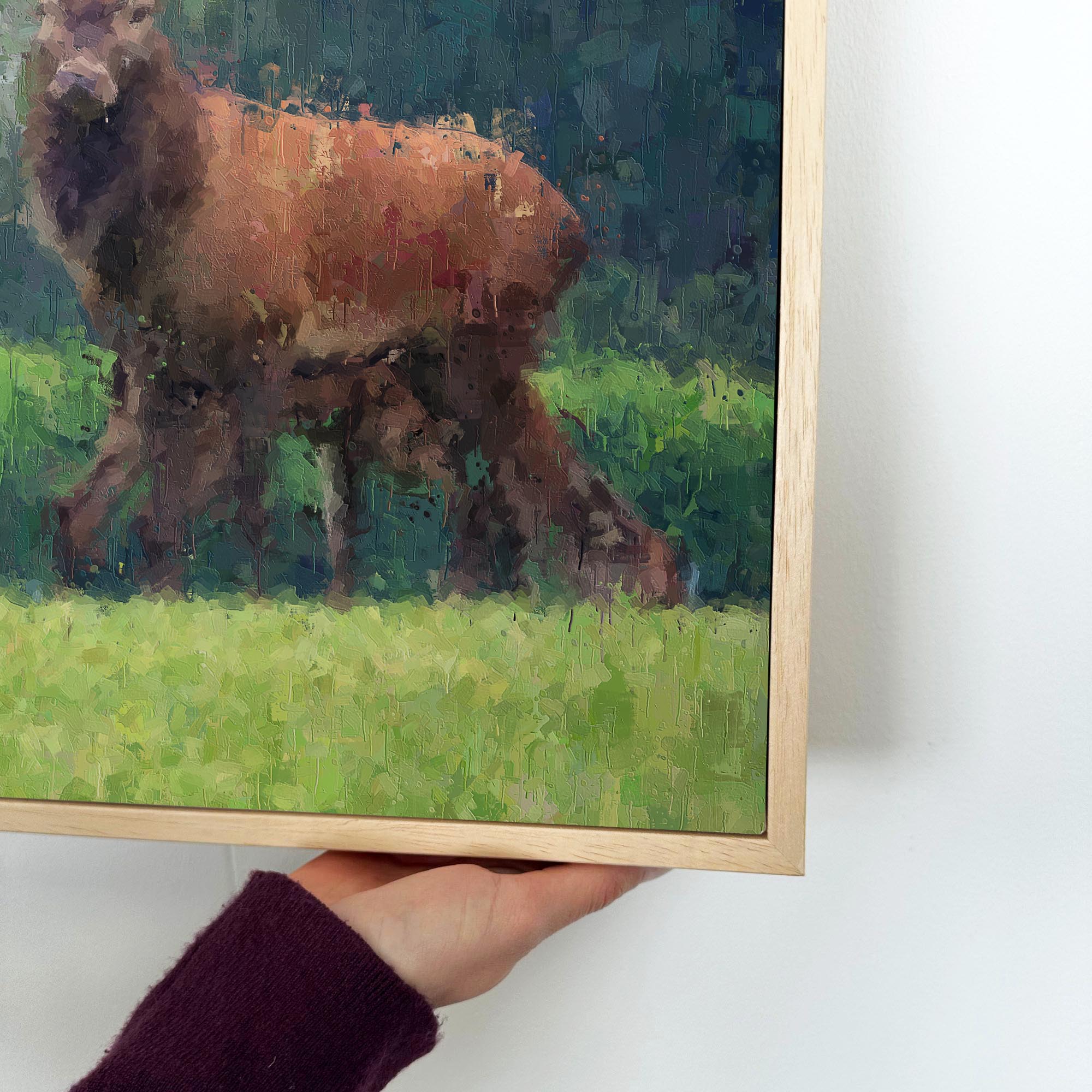 Deer In The Park Framed Canvas-Abstract House