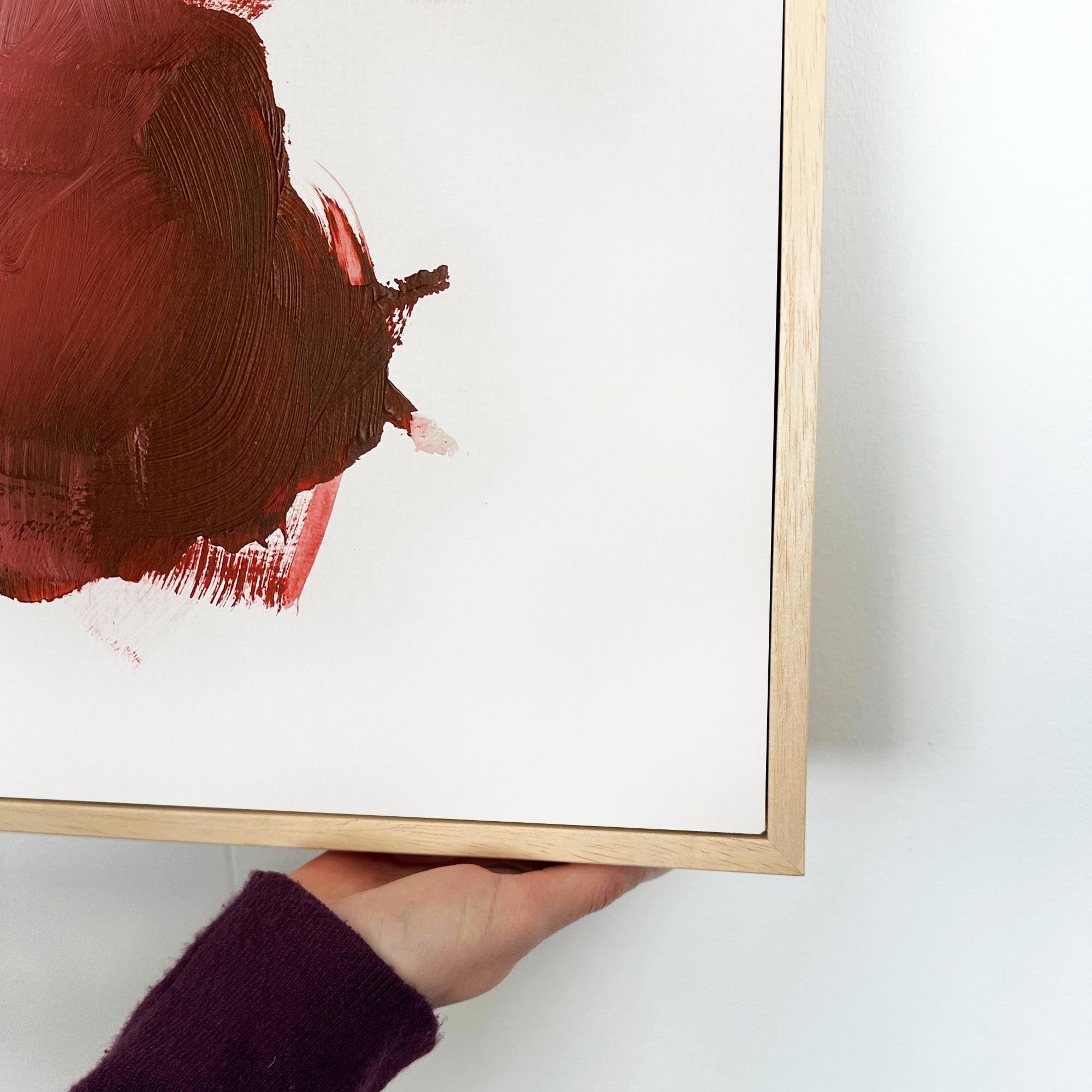 Red Abstract Strokes Framed Canvas-Abstract House