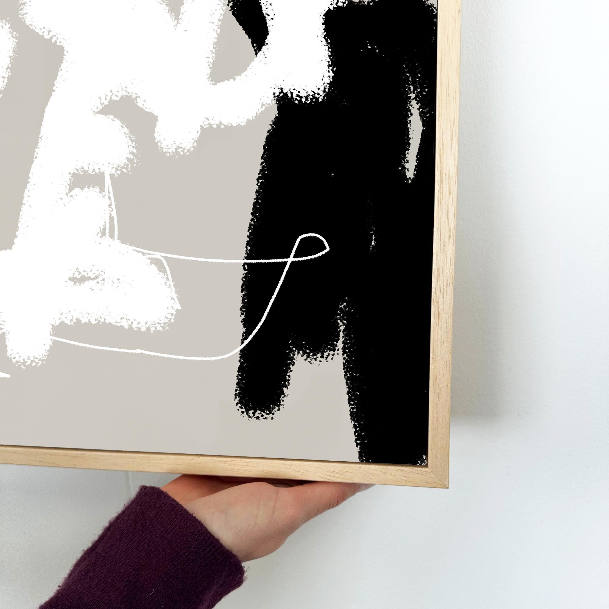 Abstract Lines On Beige Framed Canvas-Abstract House