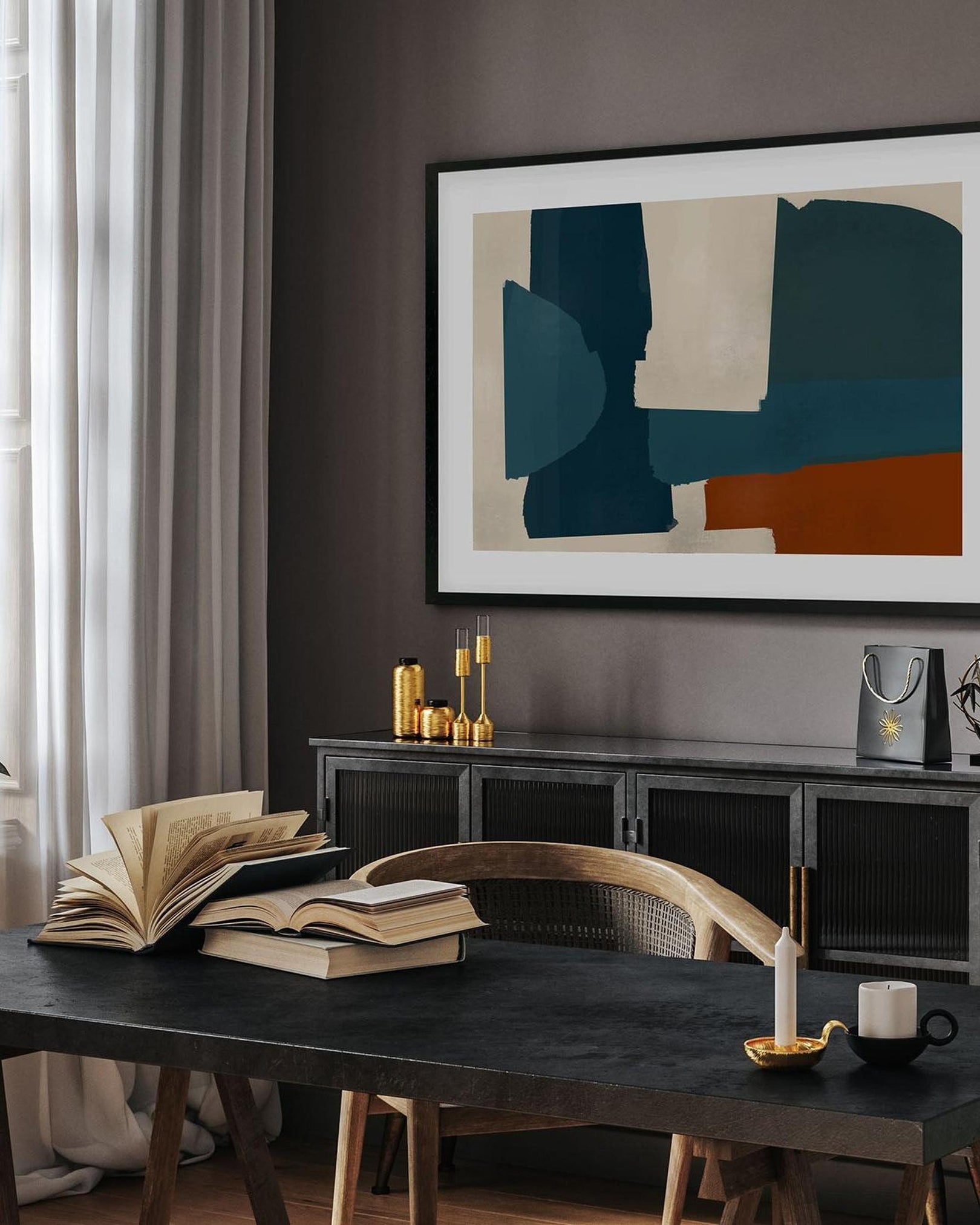Collages Fine Framed Art-Abstract House