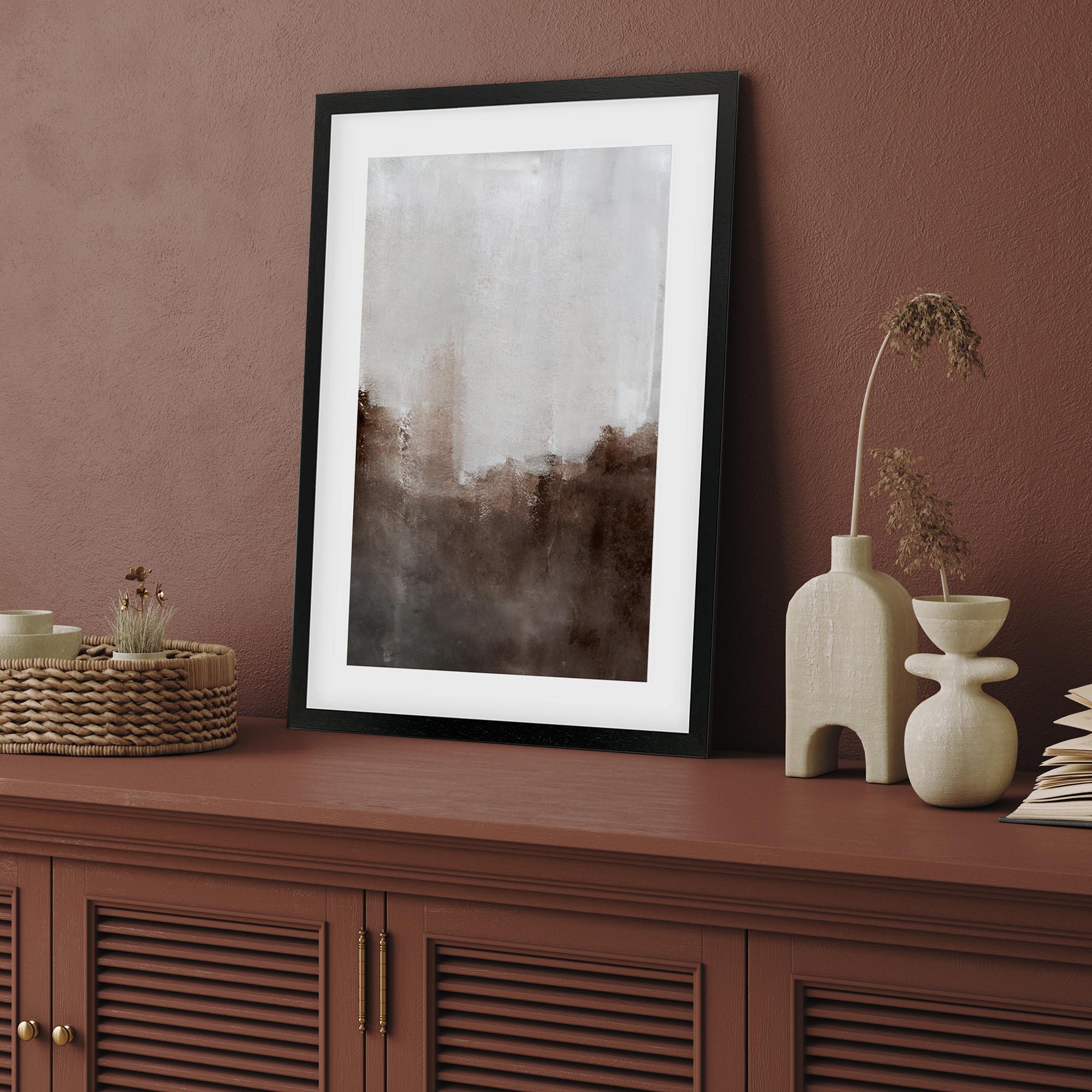 Brown Haze Framed Art-Abstract House