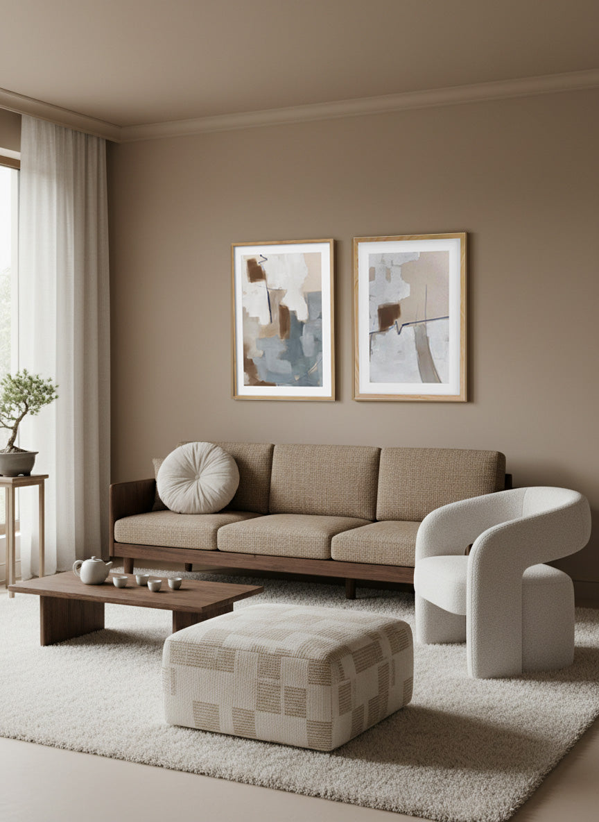 Neutral Cloud Dancer - Set Of 2 Prints