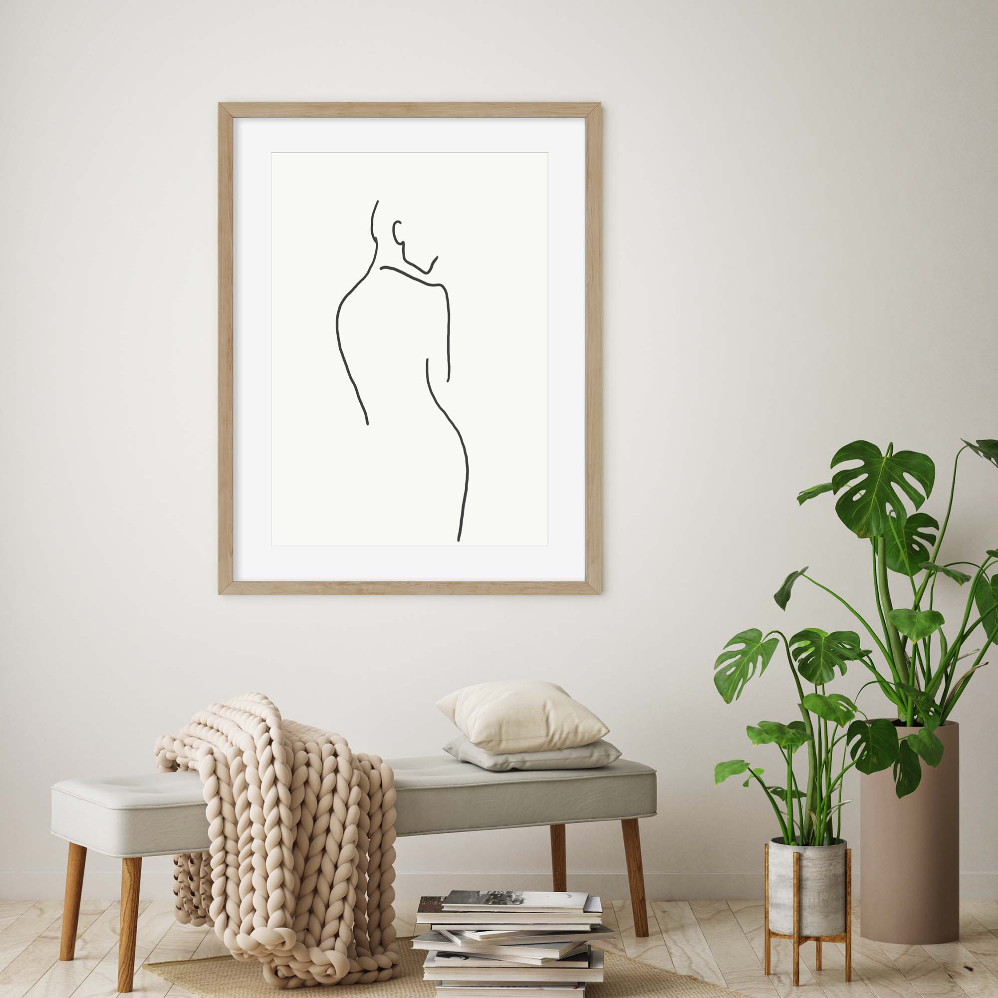 Figure Line Framed Art-Abstract House