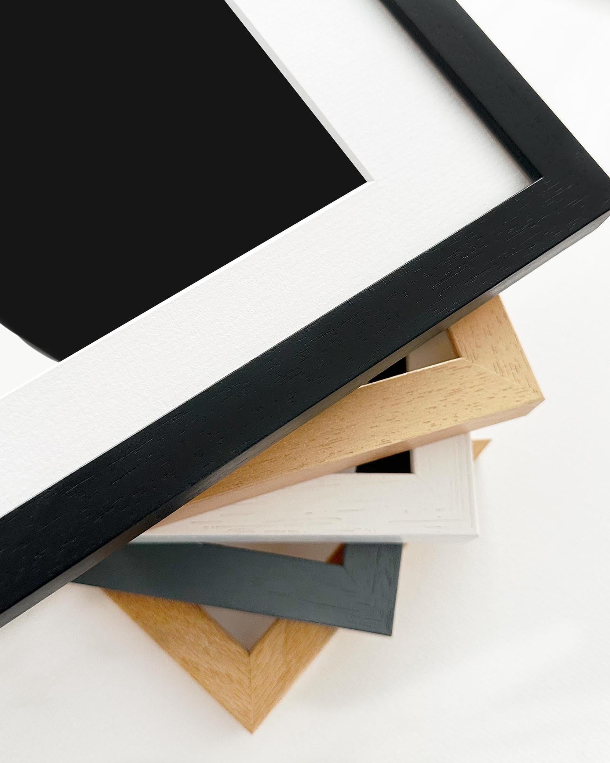 Collection of various photo frames on a white background
