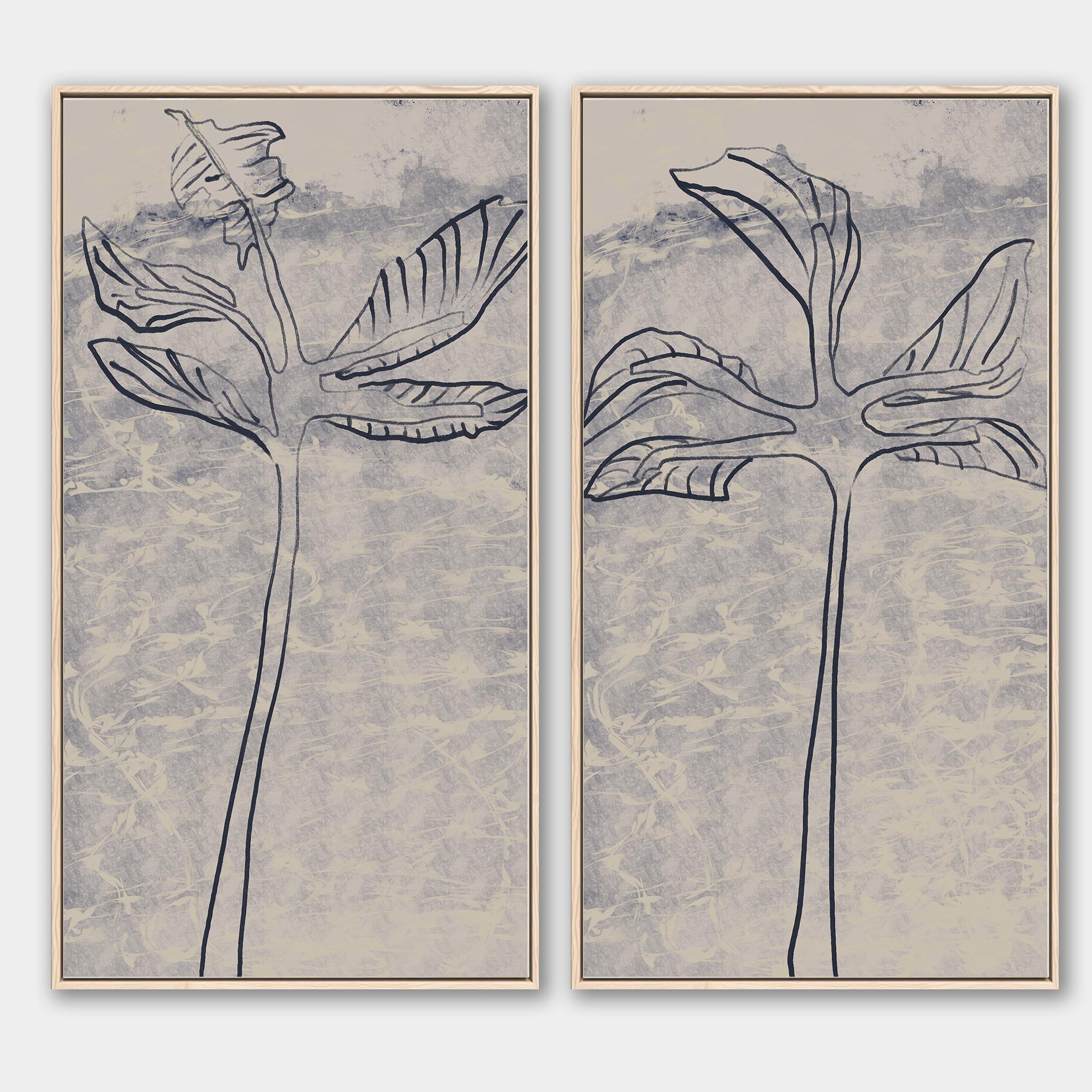 Jungle Palms Framed Canvas Set-Abstract House
