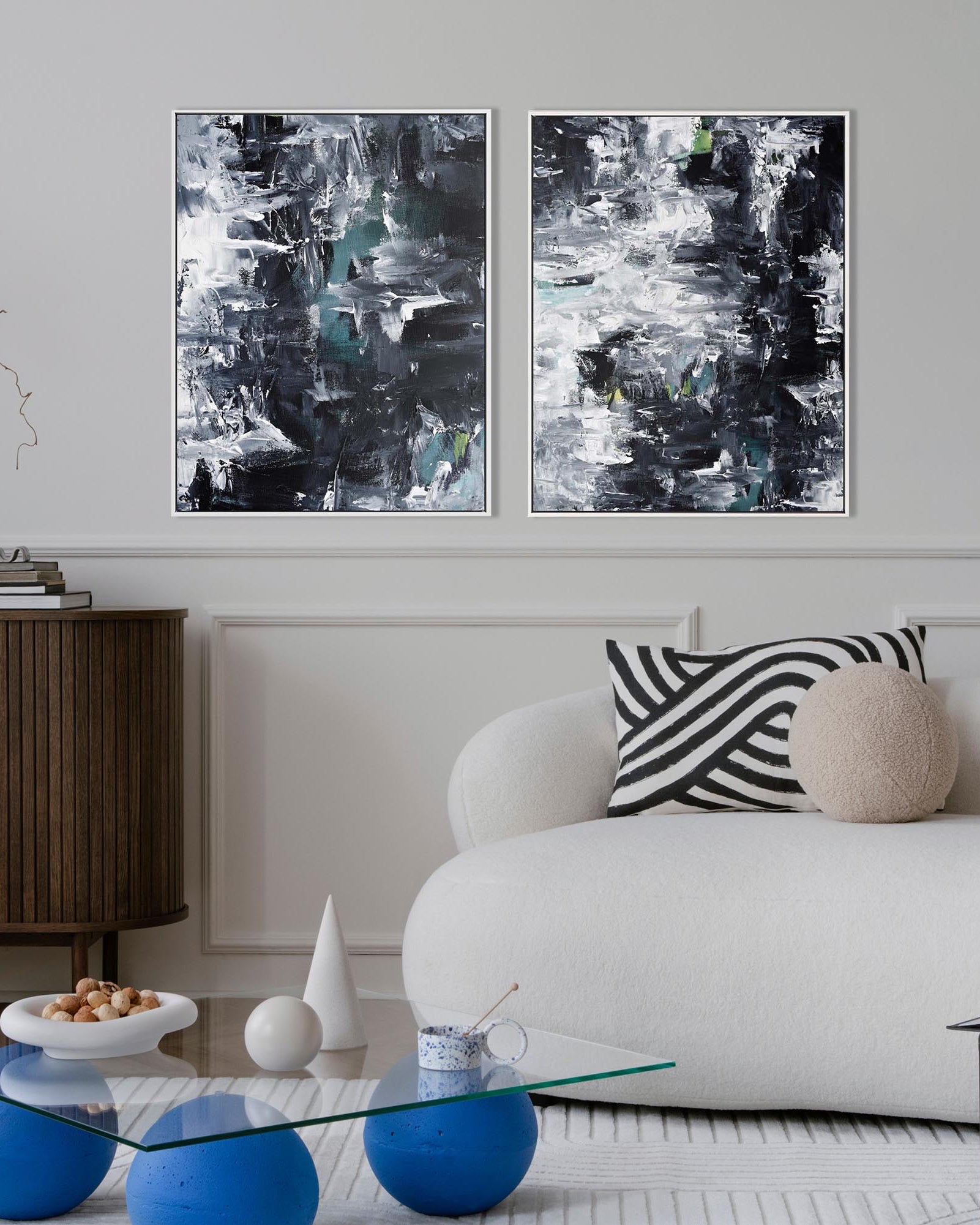 Grey Abstract Canvas Set Of 2-Abstract House