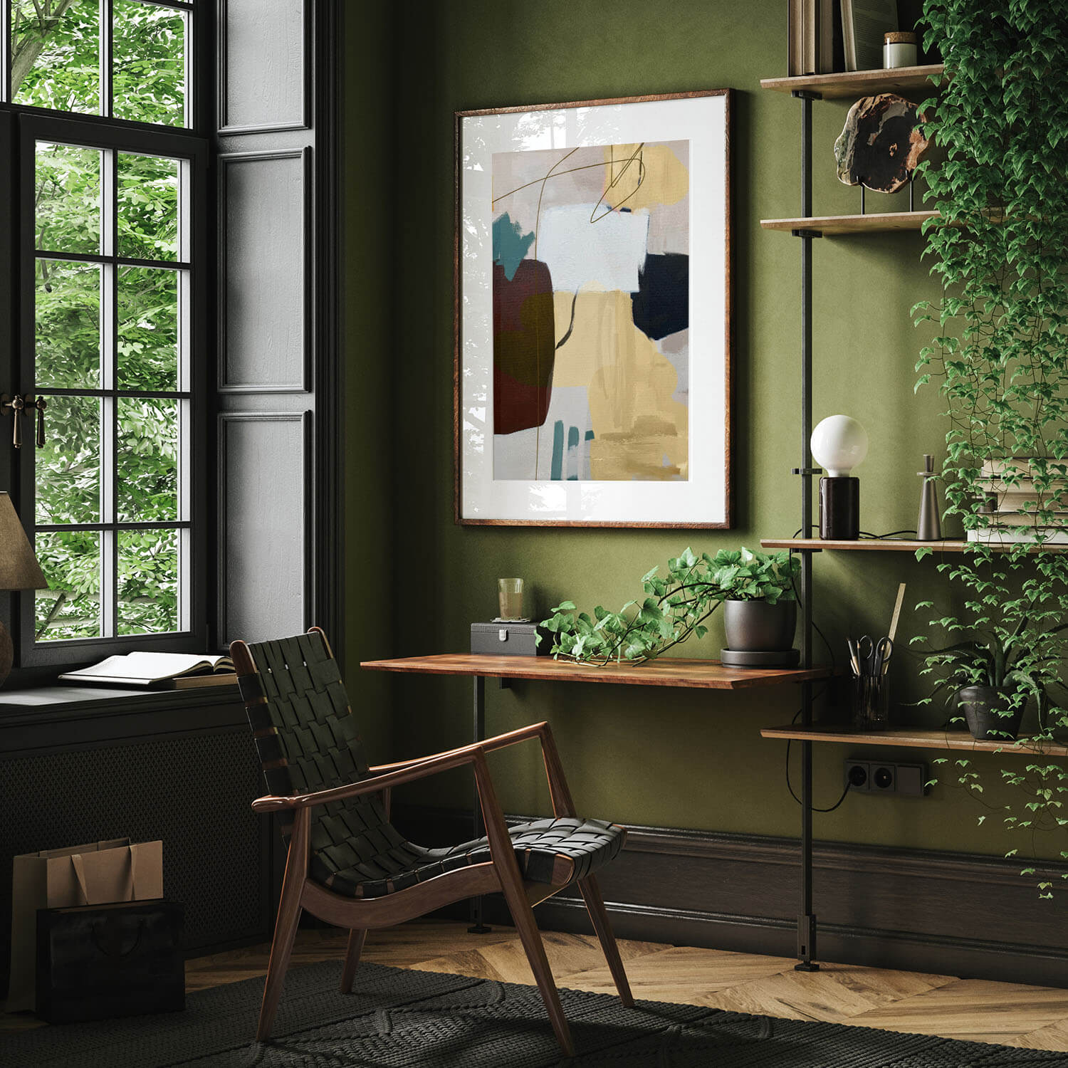 Abstract Ochre Shapes Art Print-Abstract House