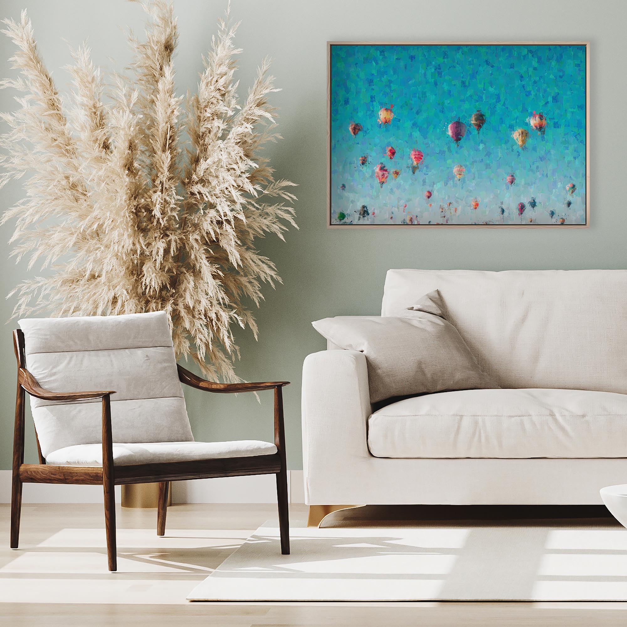 Hot Air Balloons Framed Canvas-Abstract House