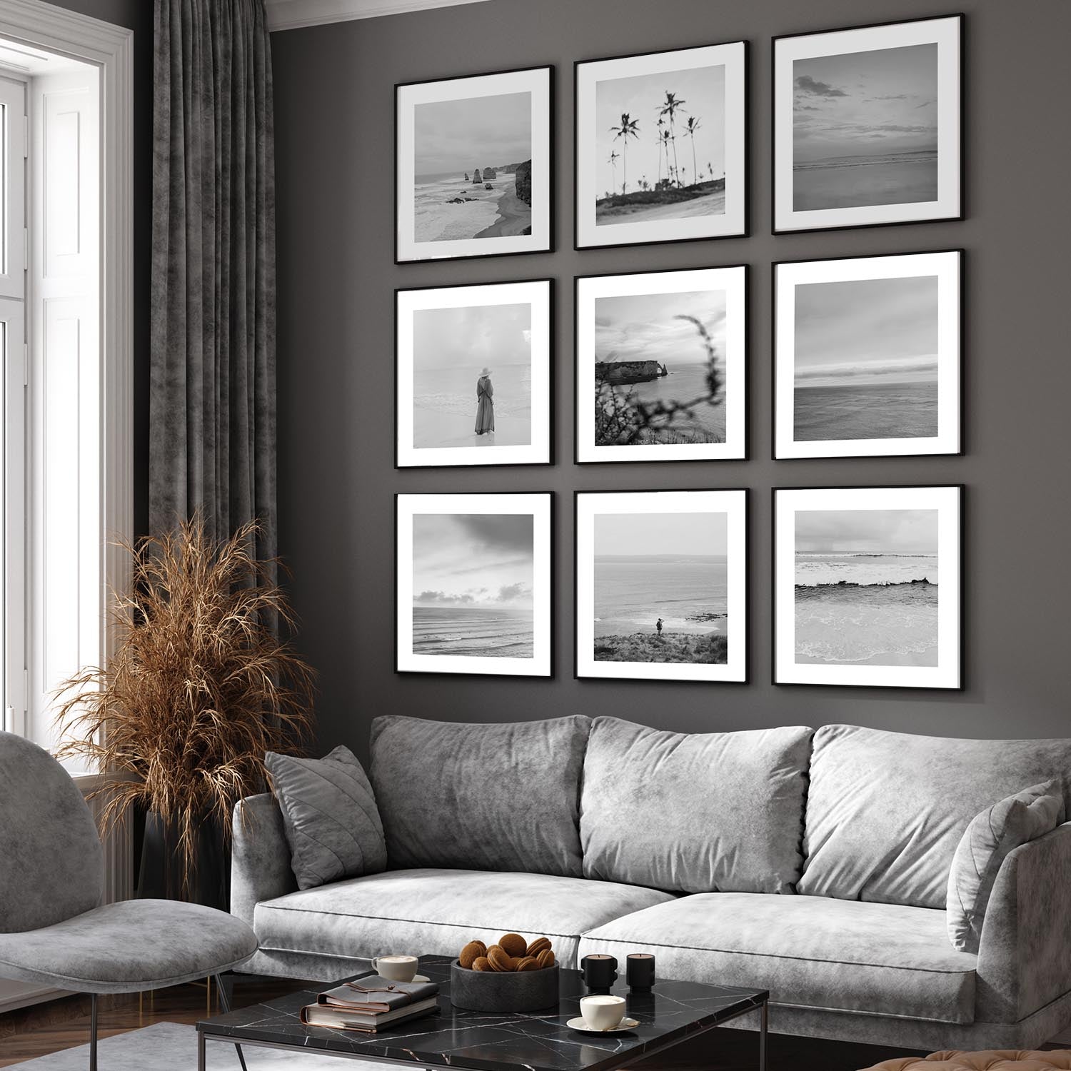 Photo Wall Gallery Picture Frames, Set Of Nine