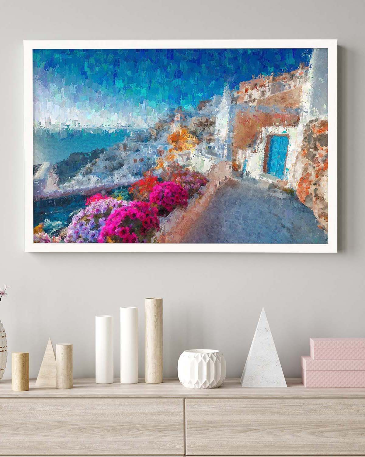 Santorini View Over The Bay Art Print