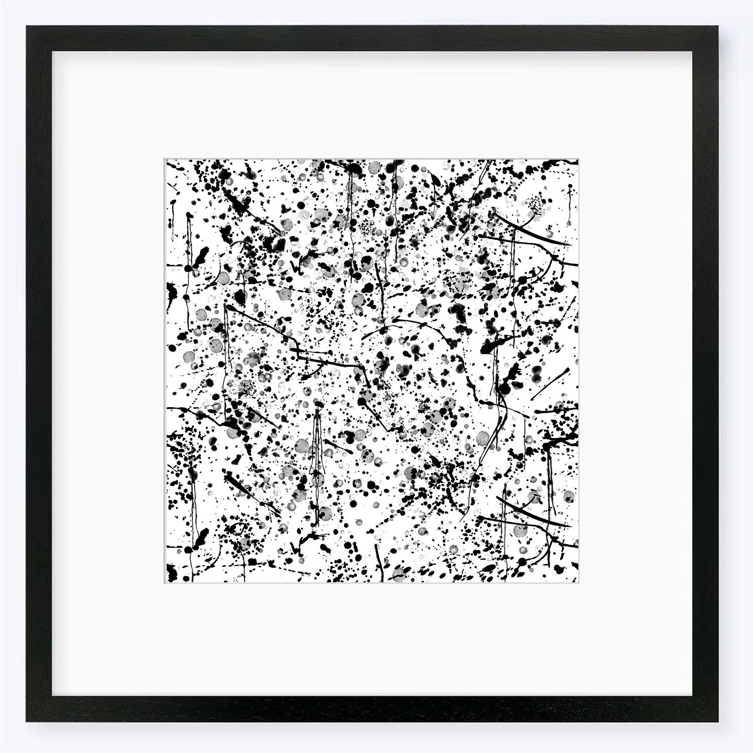Black and White Paint Splatter Art Print-Abstract House