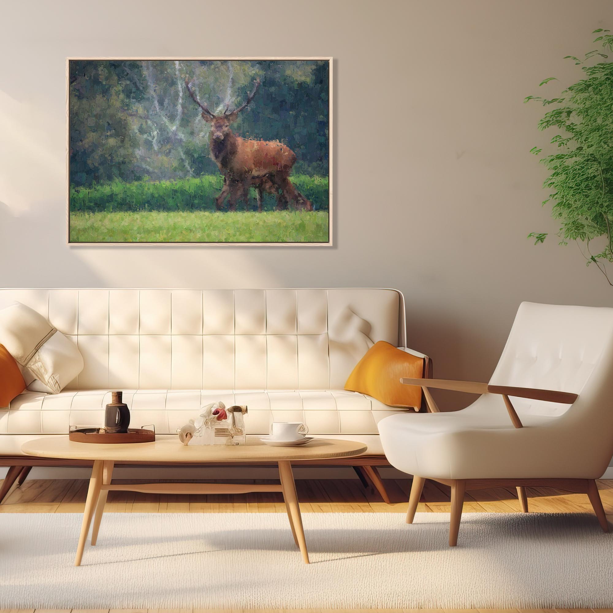 Deer In The Park Framed Canvas-Abstract House