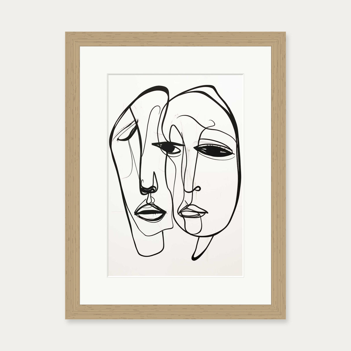 A Pair Of Faces Art Print — 30 x 40 cm — Oak Frame
