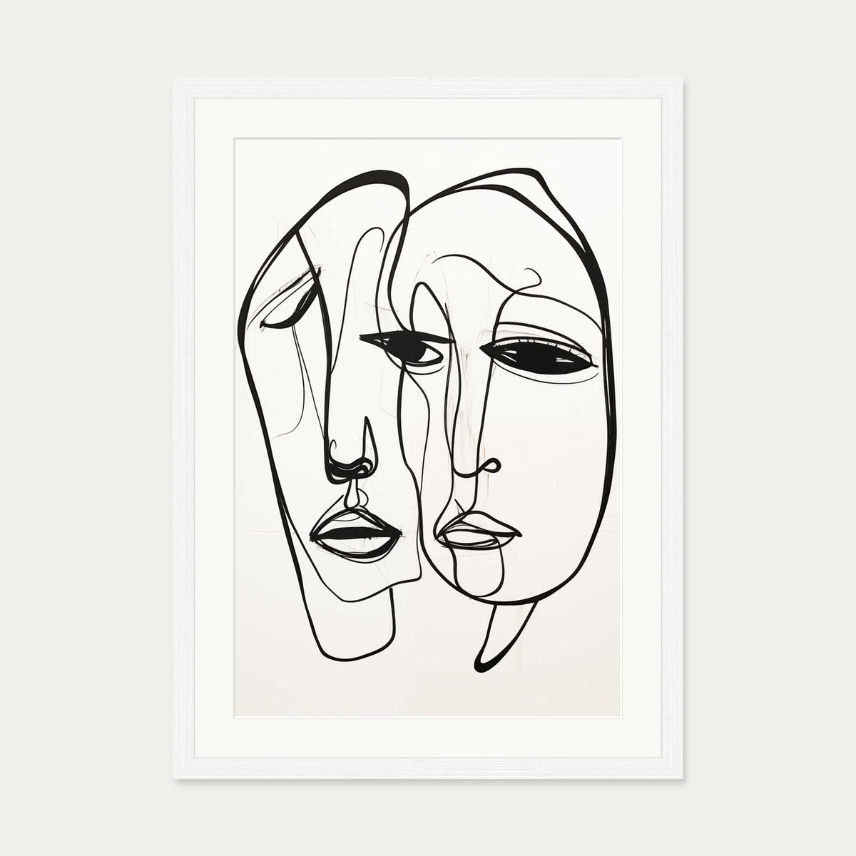 A Pair Of Faces Art Print — 50 x 70 cm — White Frame