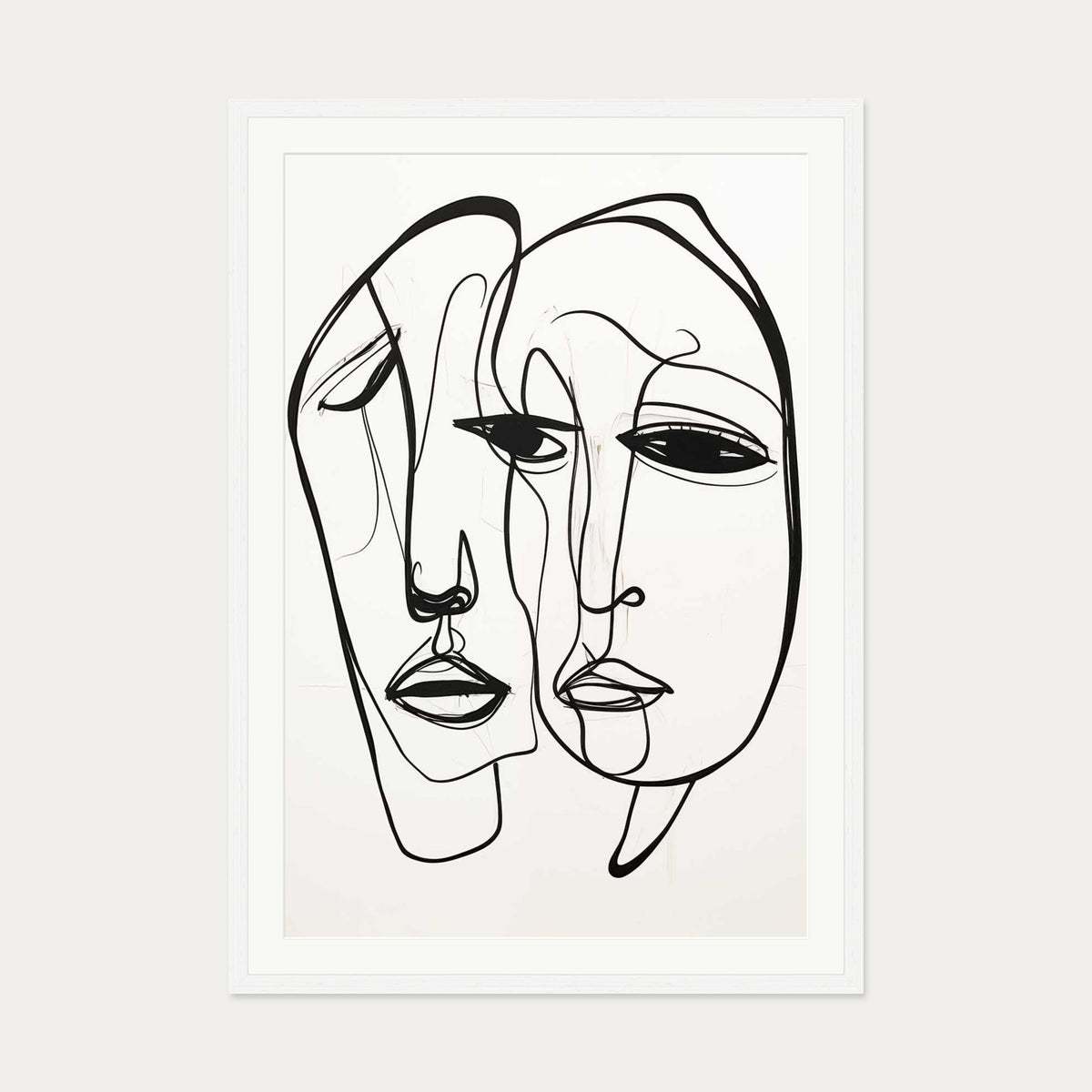 A Pair Of Faces Art Print — 70 x 100 cm — White Frame
