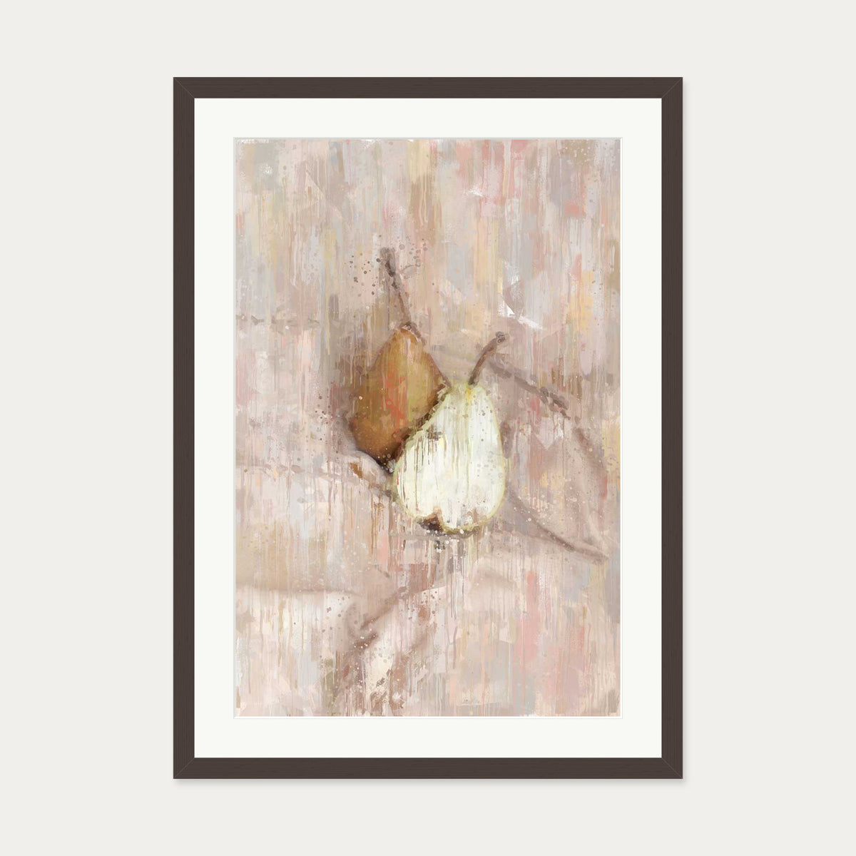 A Pair Of Pears Art Print — 50 x 70 cm — Brown Frame