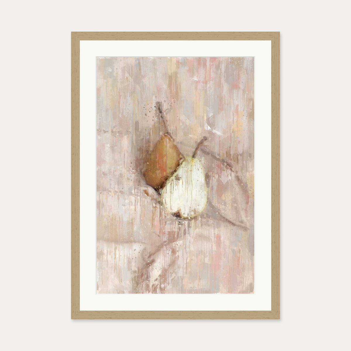 A Pair Of Pears Art Print — 50 x 70 cm — Oak Frame