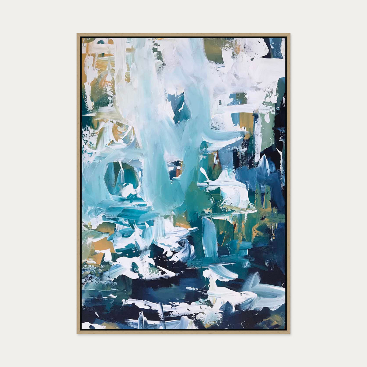 Abstract 102 Canvas Art — 70 x 100 cm — Oak Frame