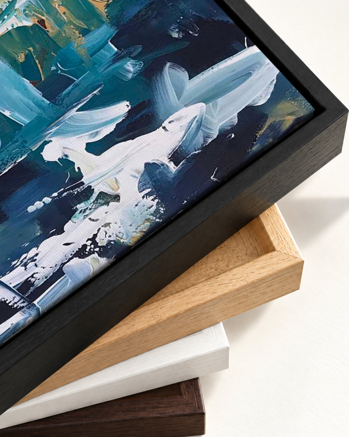 Abstract 102 Canvas Art — framed canvas corner and wrapped canvas detail