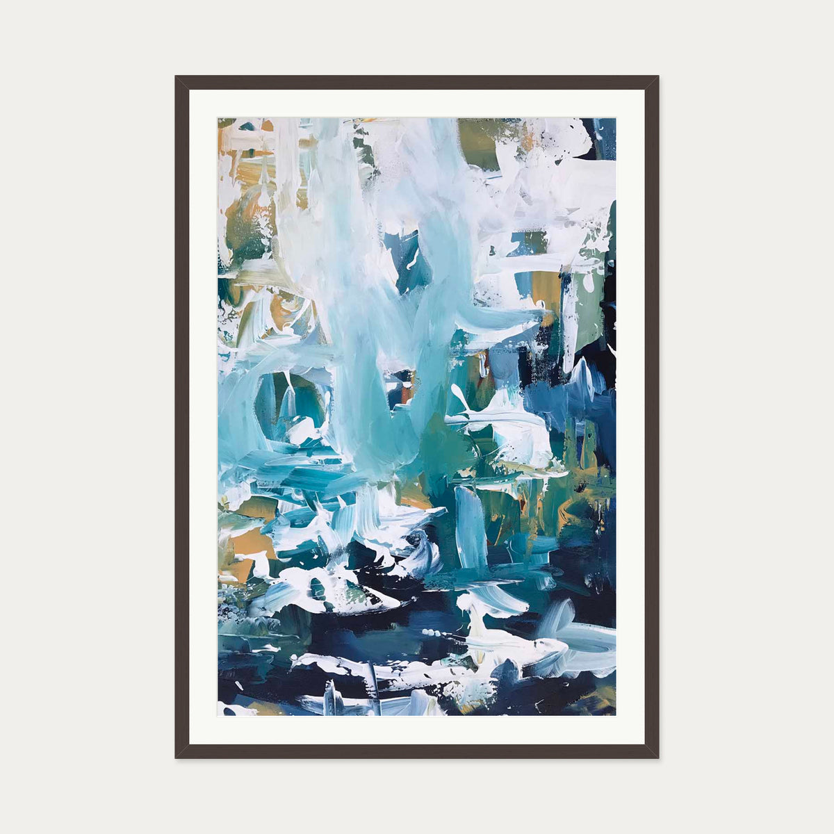 Abstract 102 Art Print — 70 x 100 cm — Brown Frame
