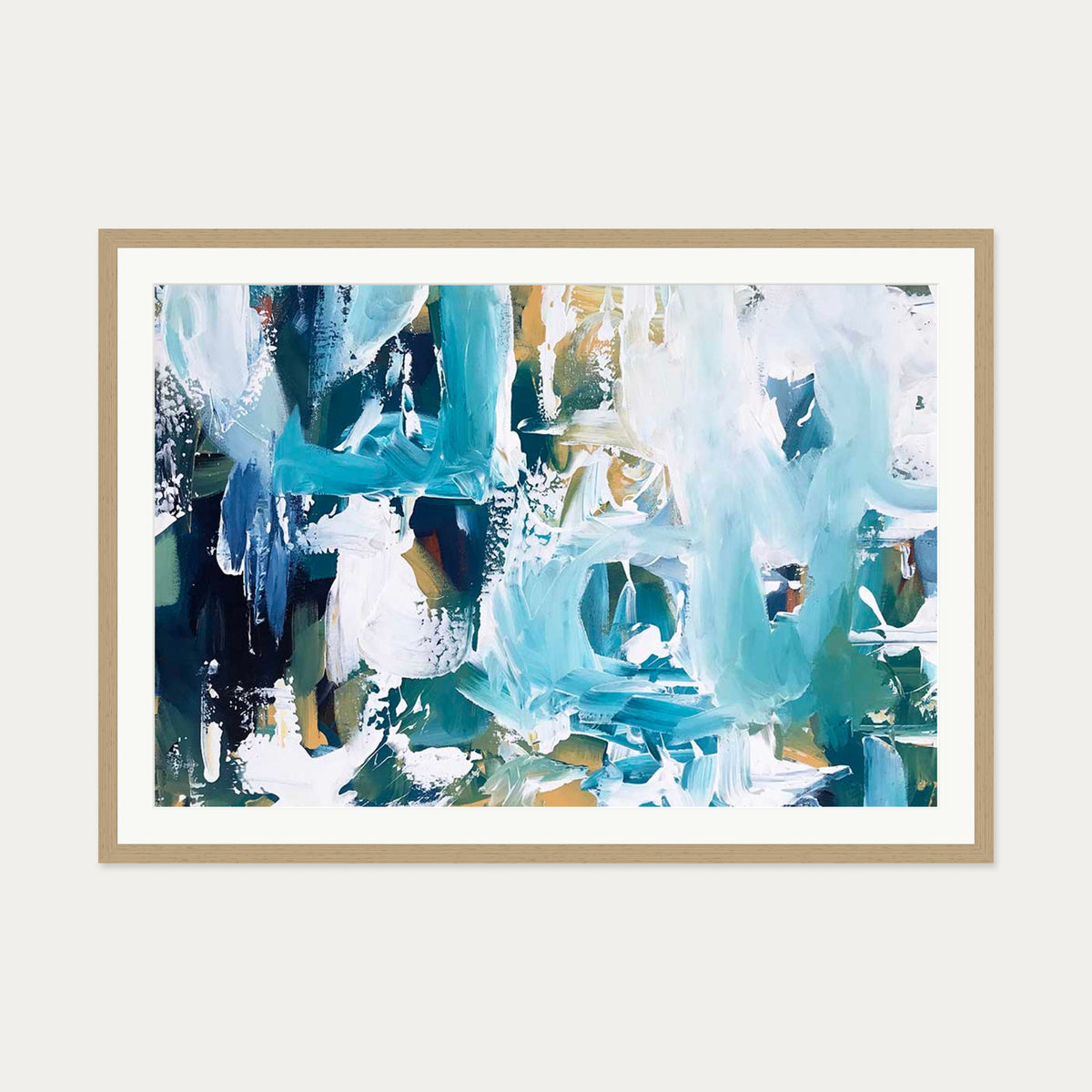 Abstract 105 Art Print — 70 x 100 cm — Oak Frame