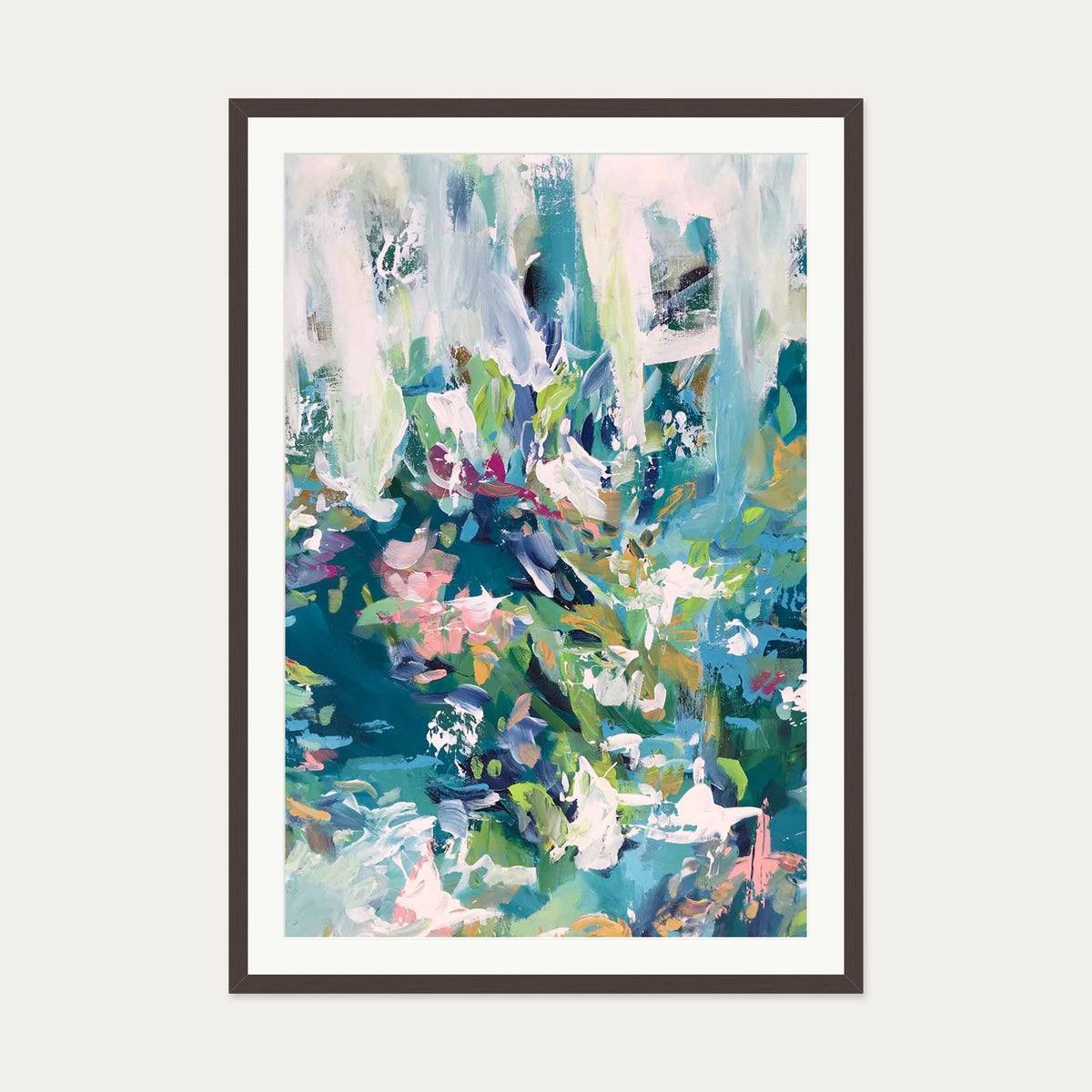 Abstract 106 Art Print — 70 x 100 cm — Brown Frame