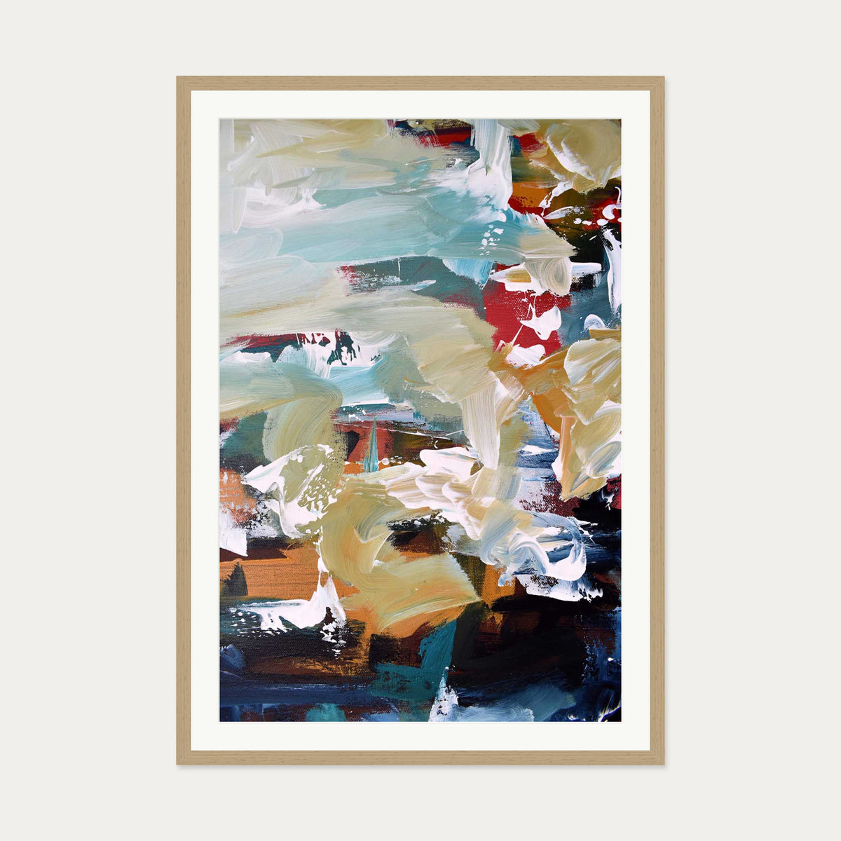 Abstract 107 Art Print — 70 x 100 cm — Oak Frame