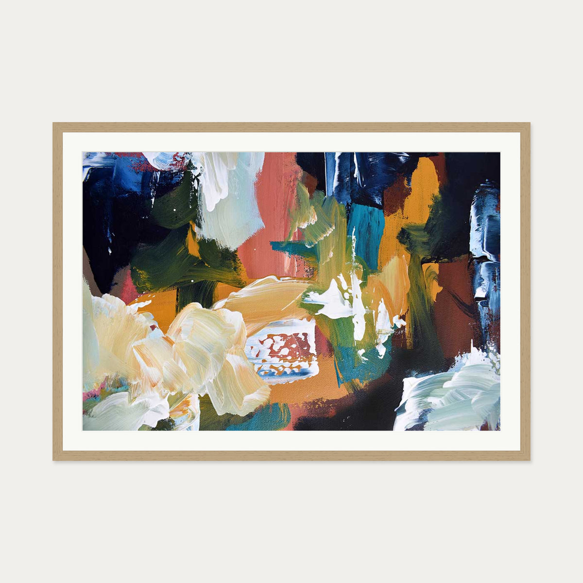 Abstract 109 Art Print — 70 x 100 cm — Oak Frame