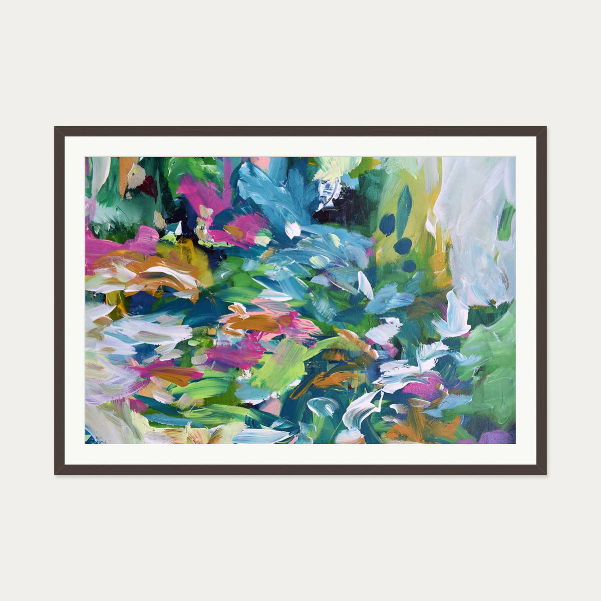 Abstract 145 Art Print — 70 x 100 cm — Brown Frame